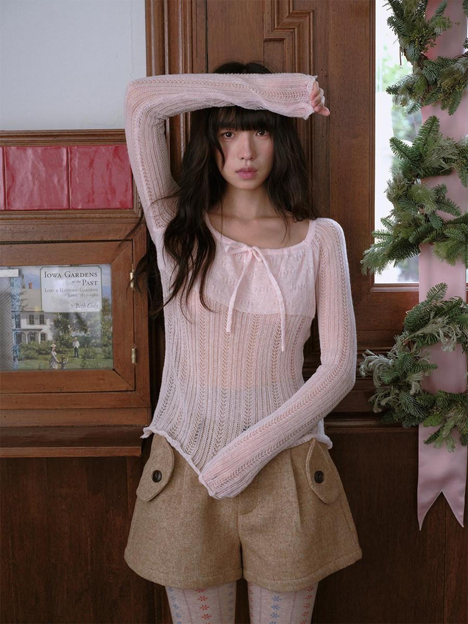 DKZ OFFICIAL Large Round Neck Tie Knot Knitted Women&