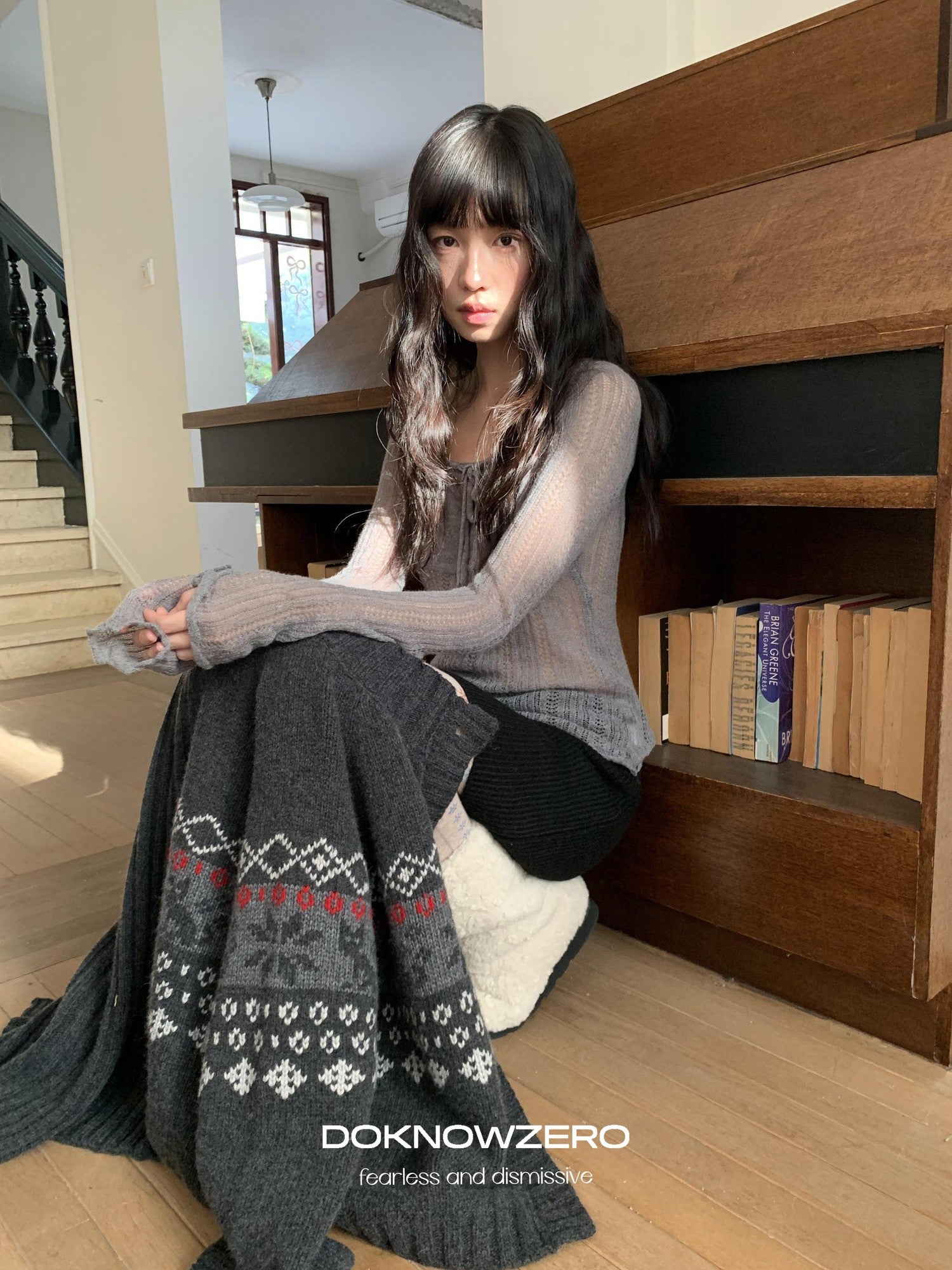DKZ OFFICIAL Large Round Neck Tie Knot Knitted Women&
