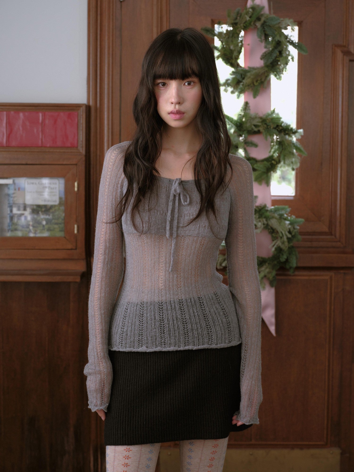DKZ OFFICIAL Large Round Neck Tie Knot Knitted Women&