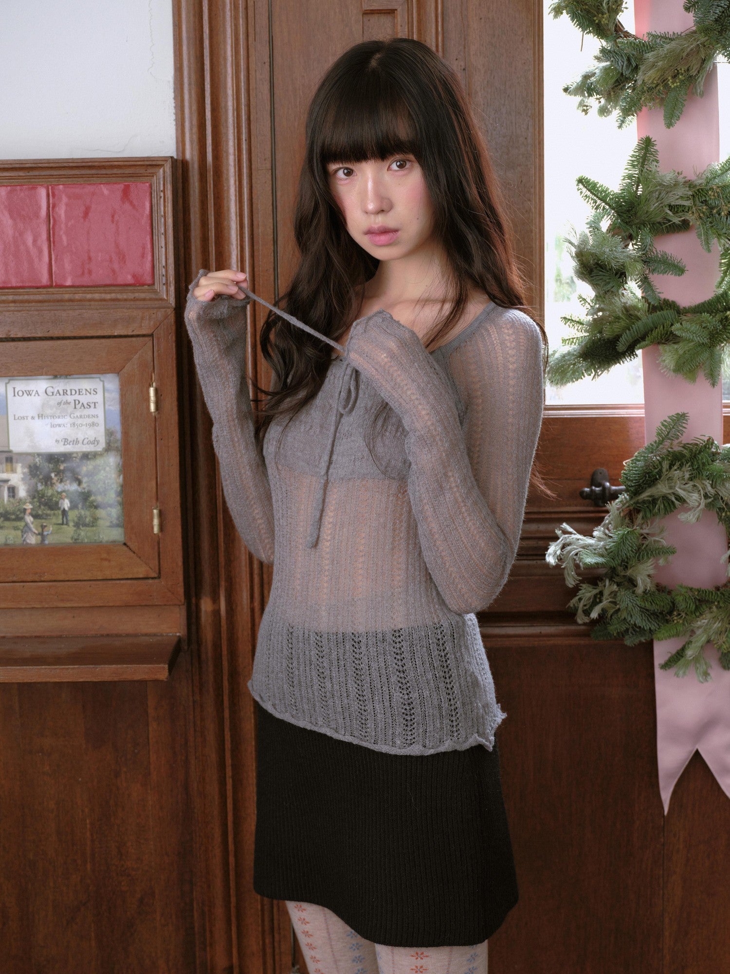 DKZ OFFICIAL Large Round Neck Tie Knot Knitted Women&