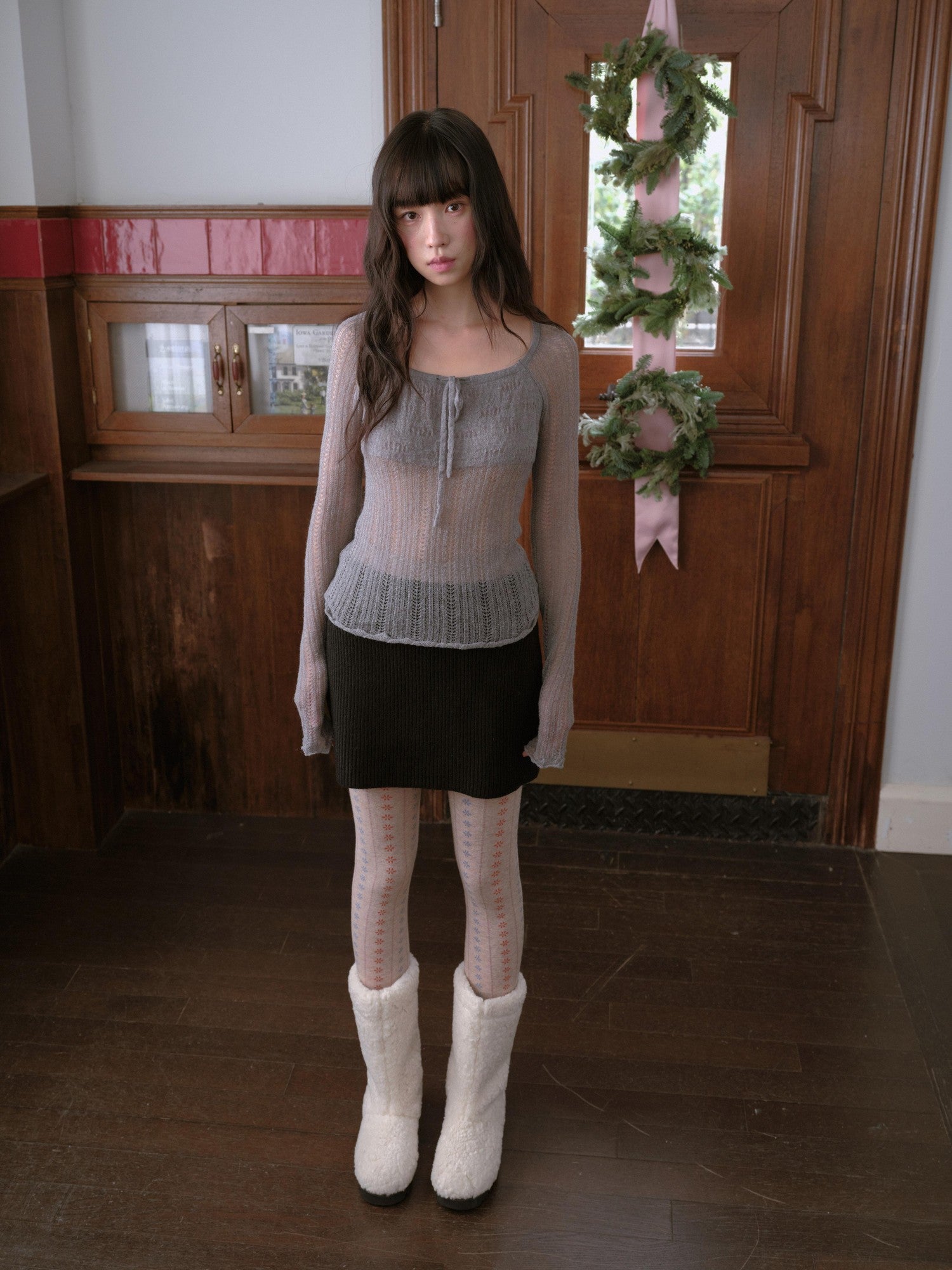 DKZ OFFICIAL Large Round Neck Tie Knot Knitted Women&