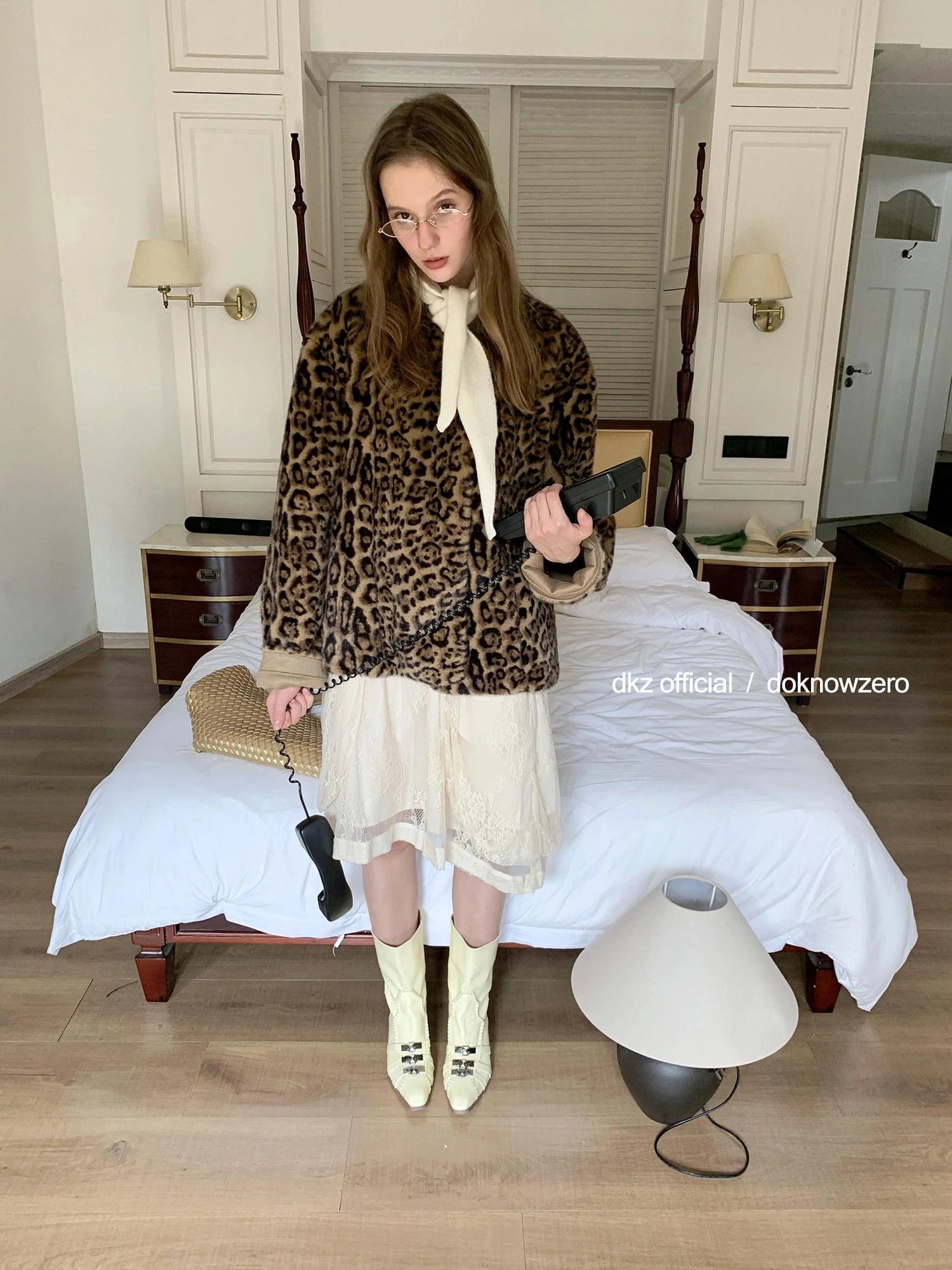 DKZ OFFICIAL Leopard Print Faux Fur Coat Women&