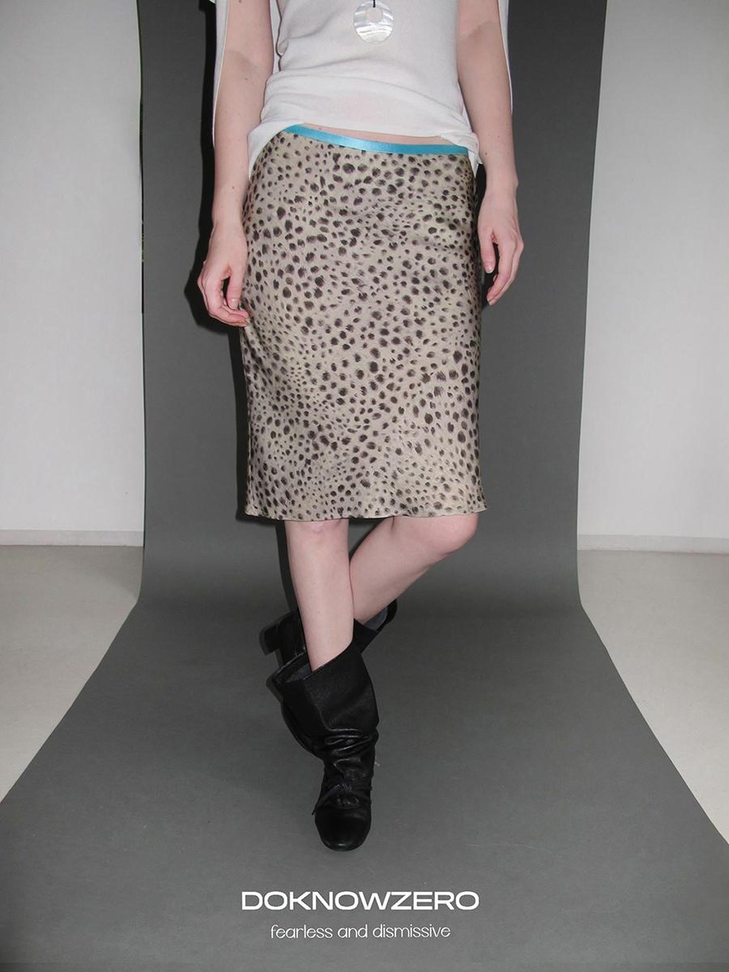 DKZ OFFICIAL Leopard Print Retro Colorblock H Line Printed Women&