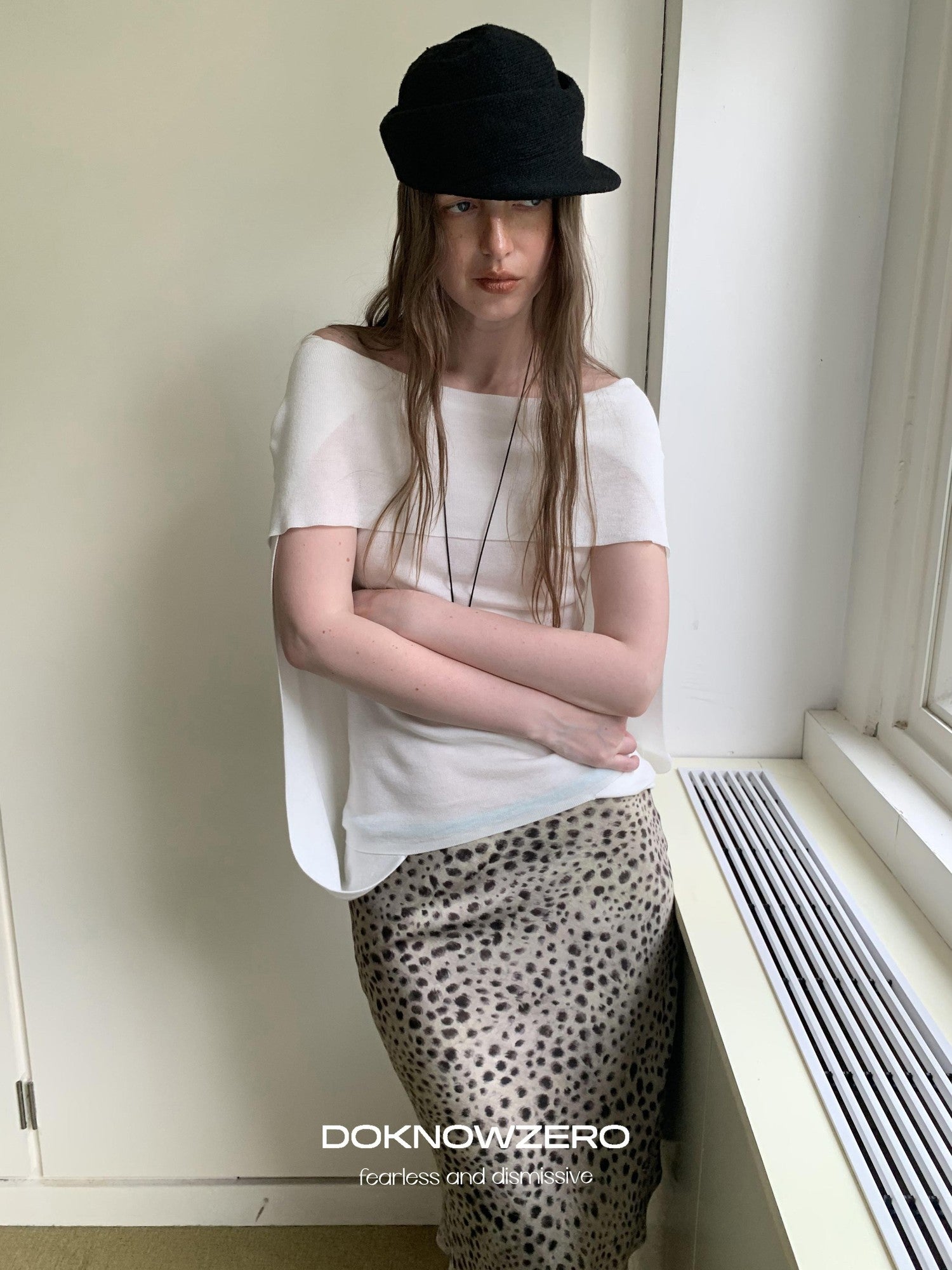 DKZ OFFICIAL Leopard Print Retro Colorblock H Line Printed Women&