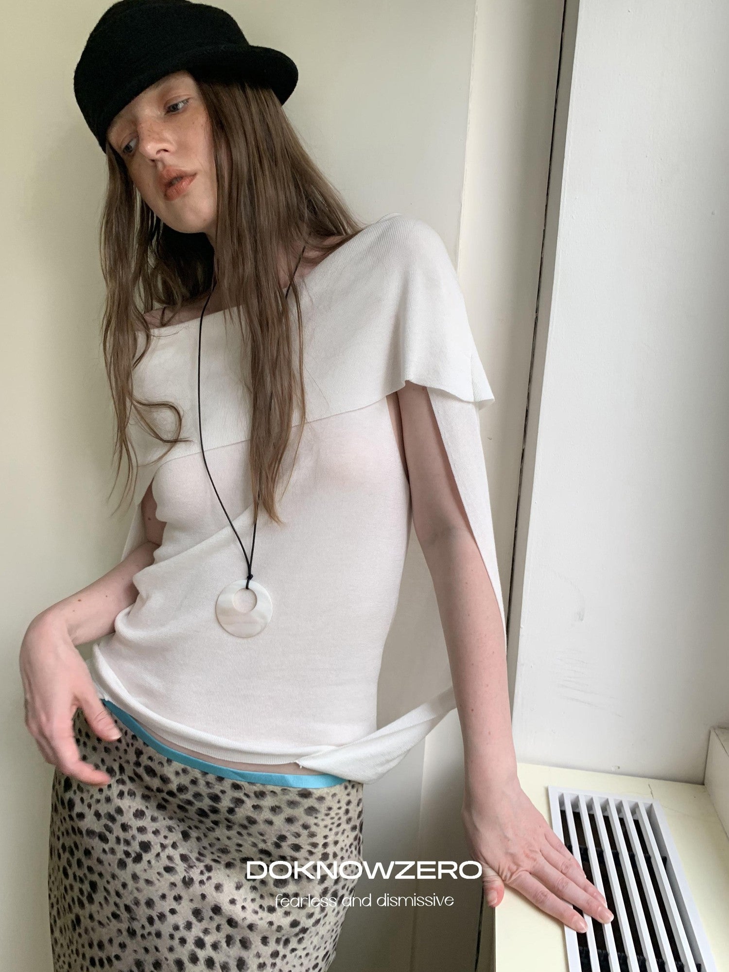 DKZ OFFICIAL Leopard Print Retro Colorblock H Line Printed Women&
