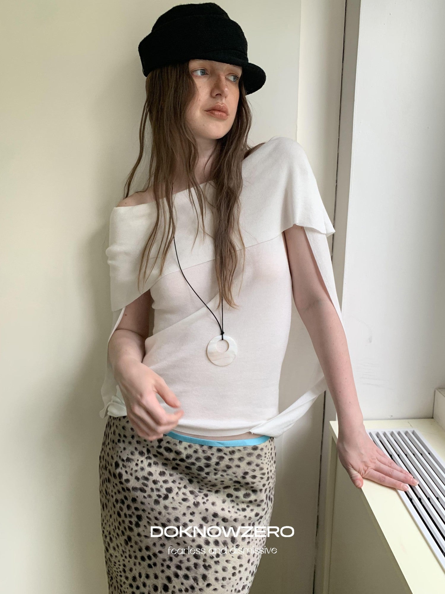 DKZ OFFICIAL Leopard Print Retro Colorblock H Line Printed Women&