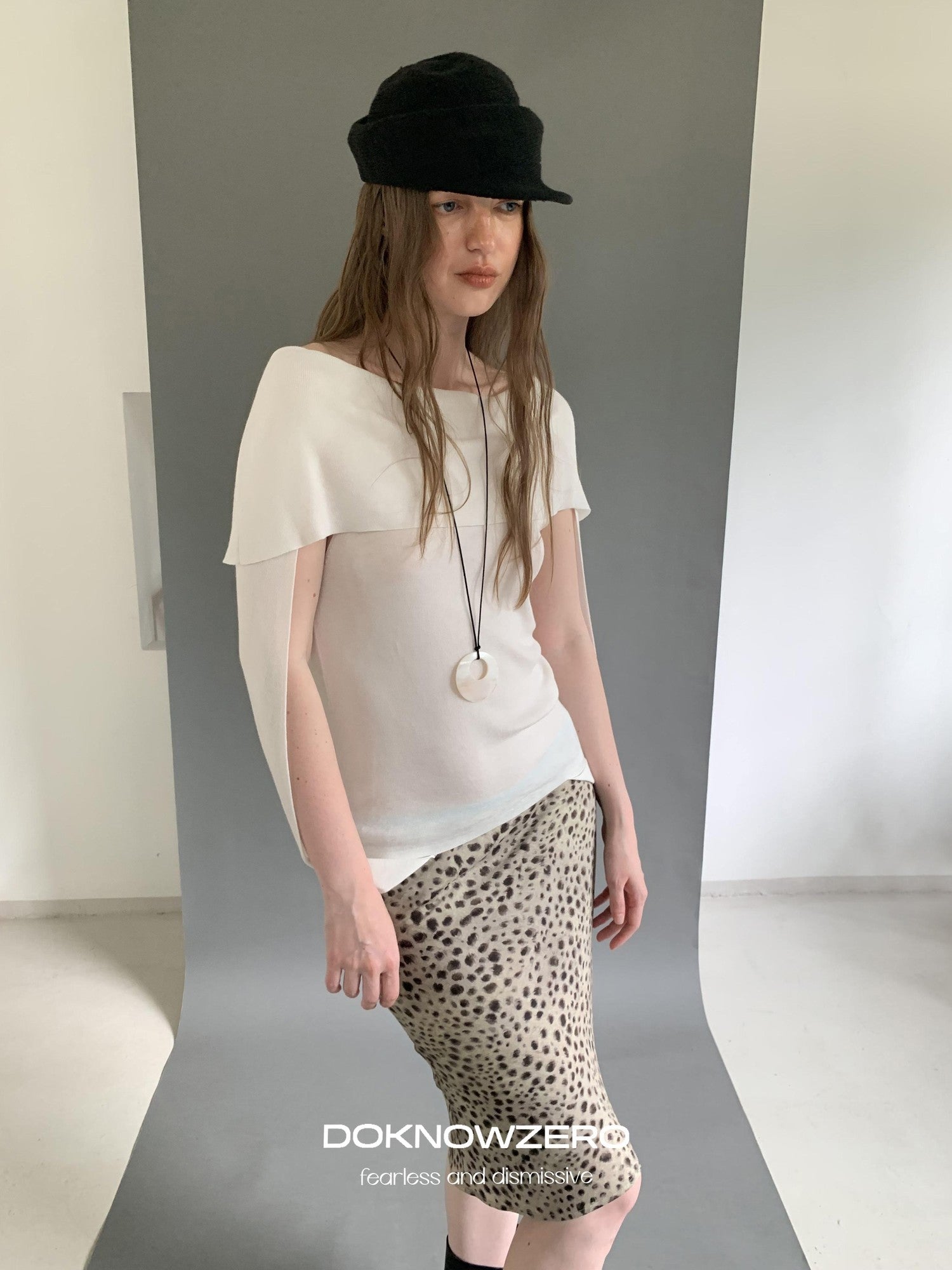 DKZ OFFICIAL Leopard Print Retro Colorblock H Line Printed Women&