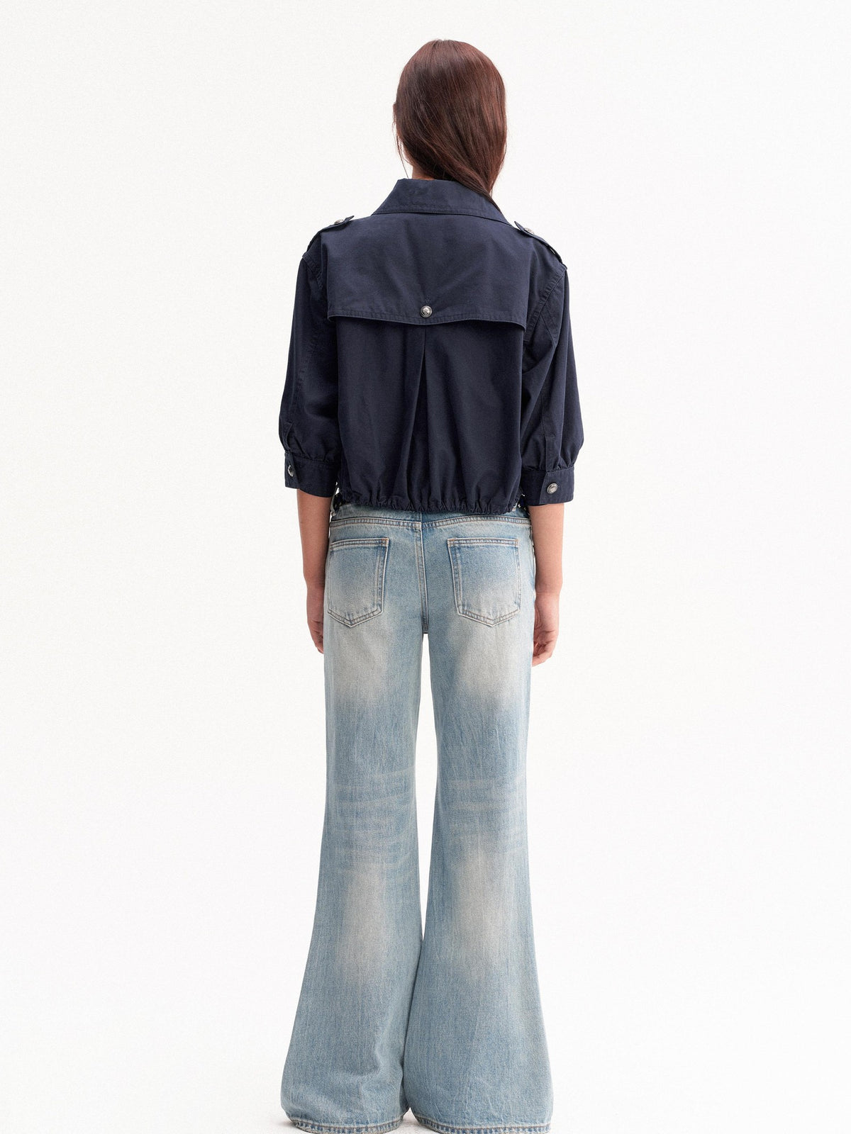 DKZ OFFICIAL Light Blue Washed Micro Flare Button Fly Women&