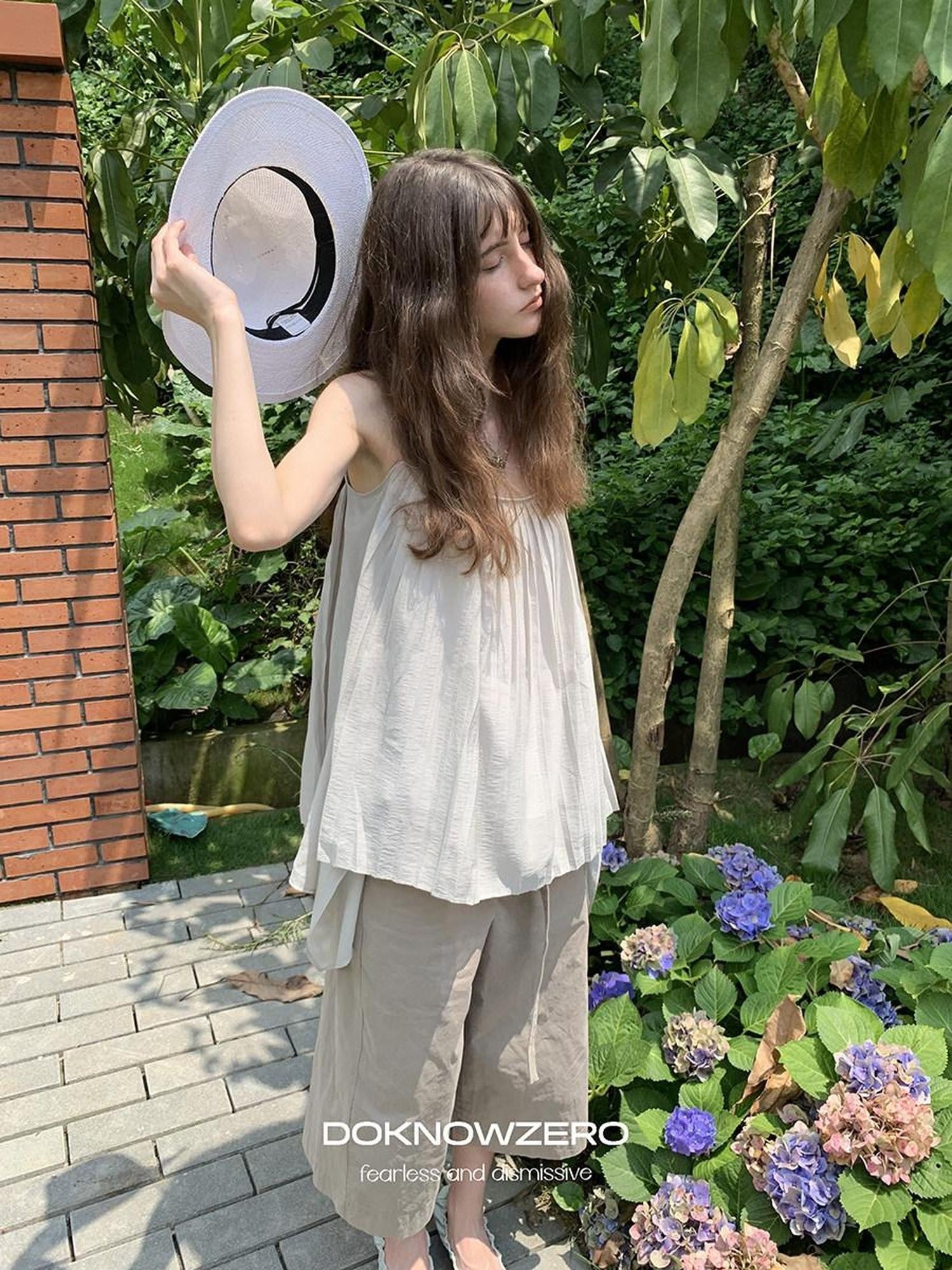 DKZ OFFICIAL Light Gray Pleated A Line Loose Women&