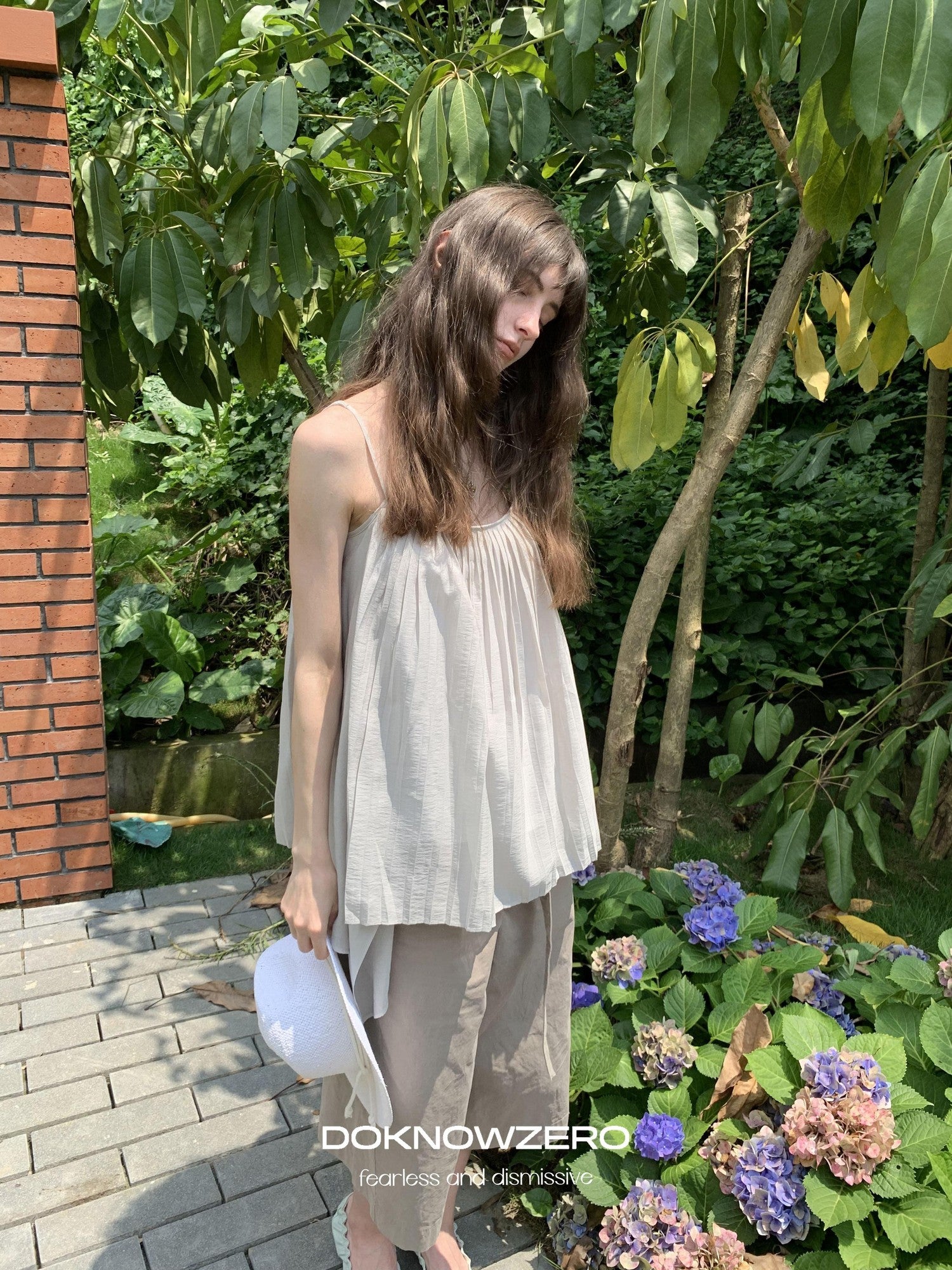 DKZ OFFICIAL Light Gray Pleated A Line Loose Women&