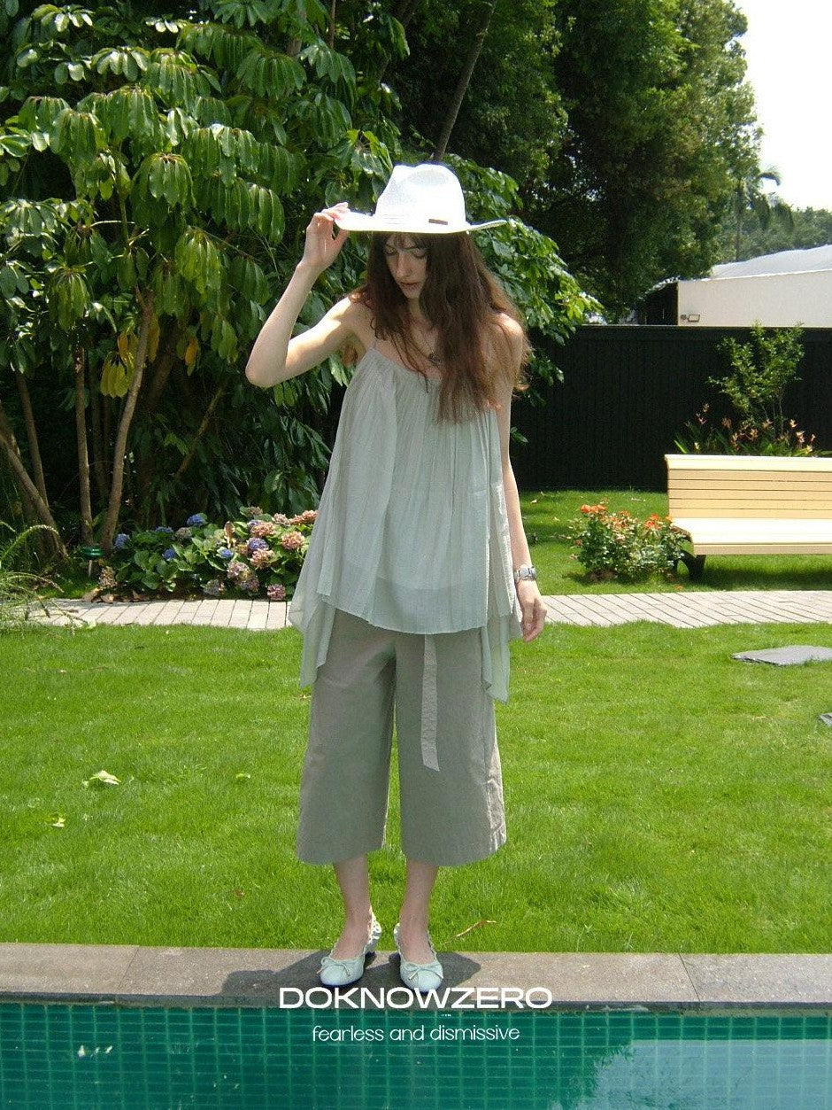 DKZ OFFICIAL Light Gray Pleated A Line Loose Women&