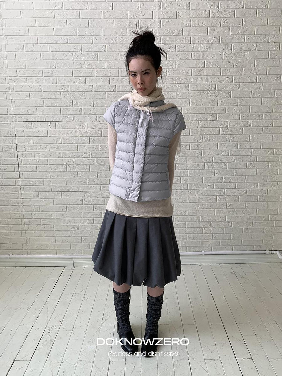 DKZ OFFICIAL Light Purple Cap Sleeve Slim Fit Nylon 85% White Duck Down Women&