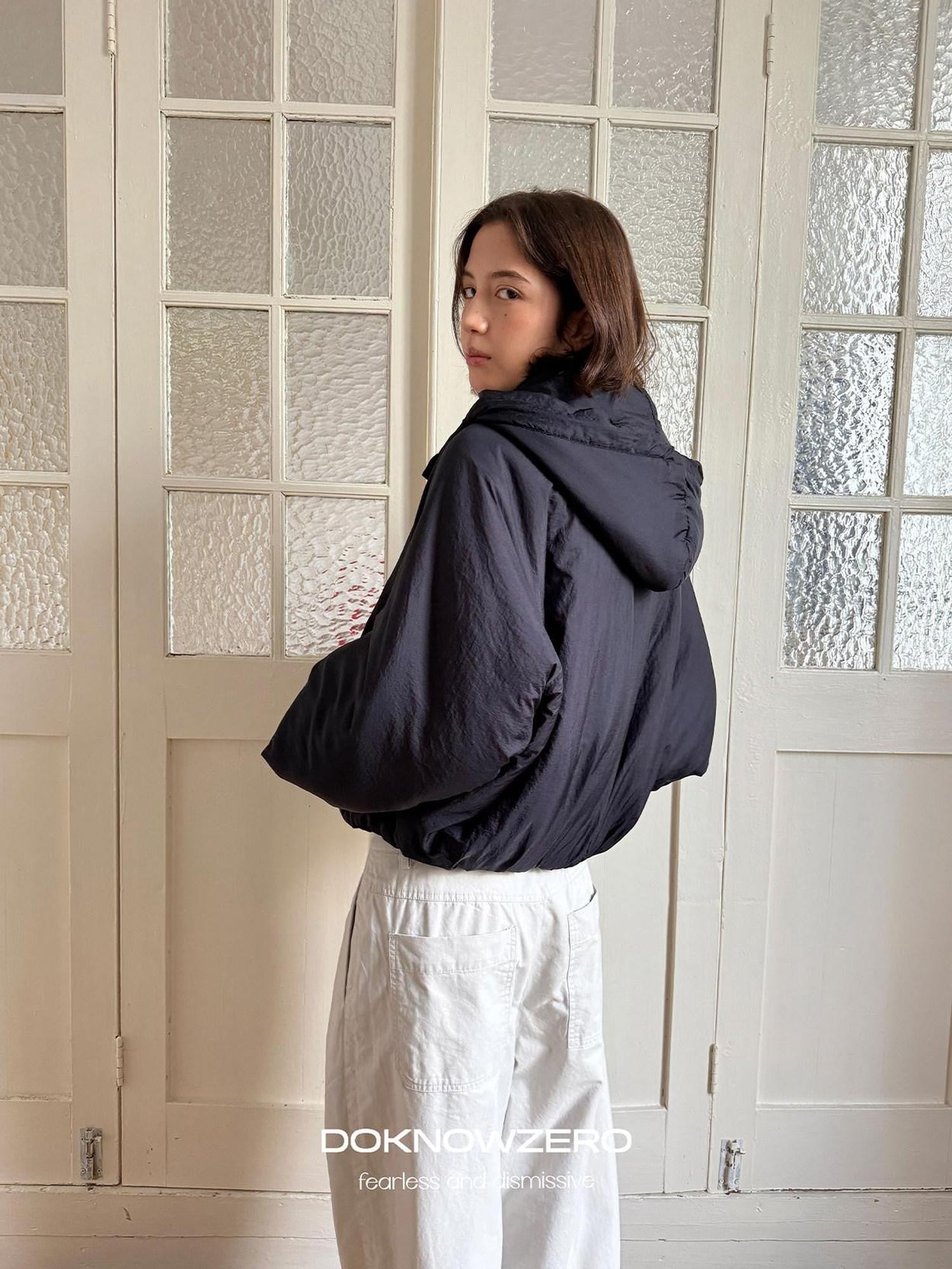 DKZ OFFICIAL Lightweight Hooded Loose Fit Single Breasted Women&
