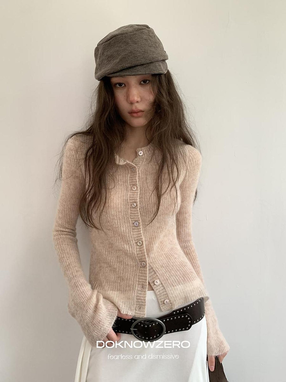 DKZ OFFICIAL Lightweight Slim Fit Round Neck Alpaca Wool Women&