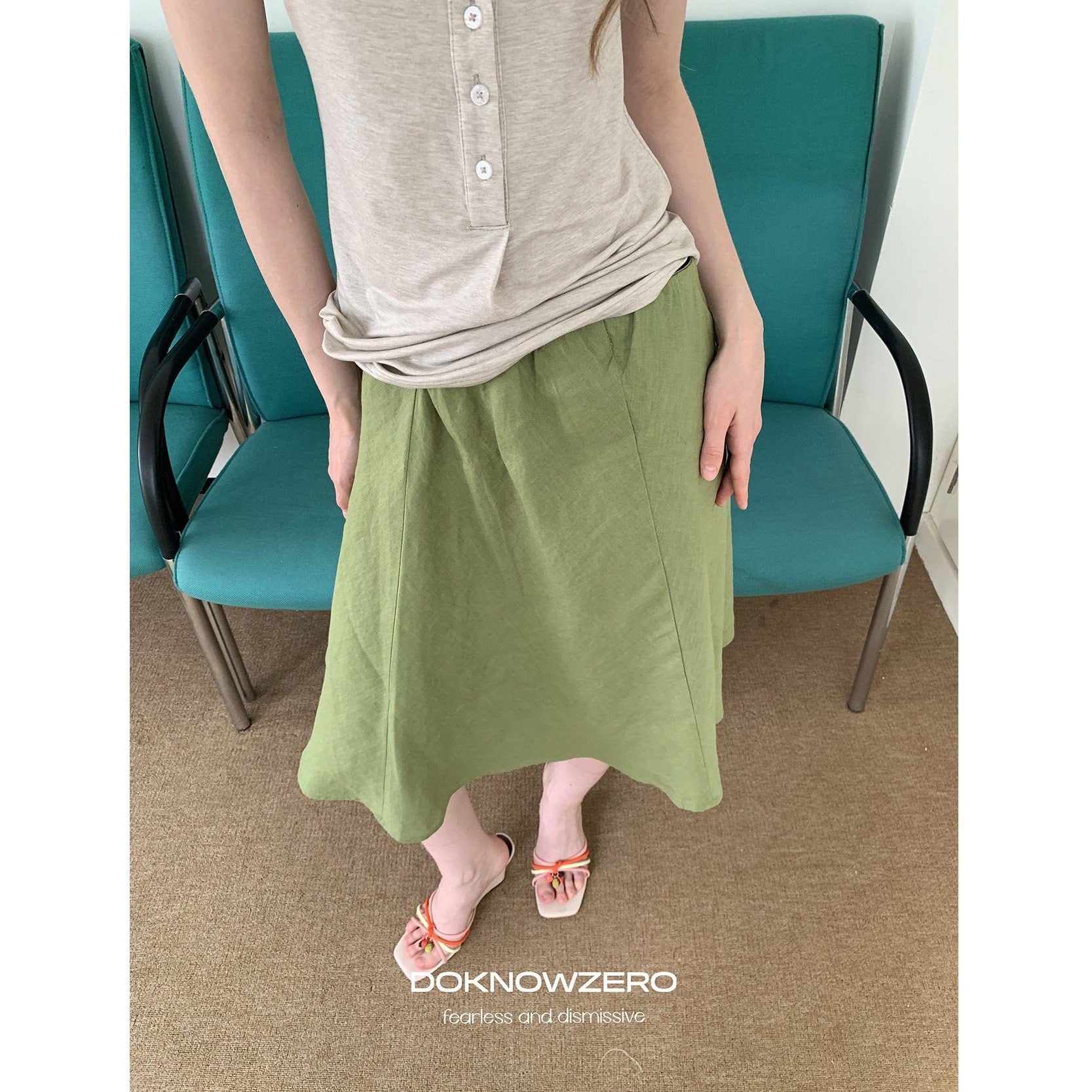 DKZ_OFFICIAL_Loose_Asymmetrical_Elastic_Waist_Cotton_Lined_Women&