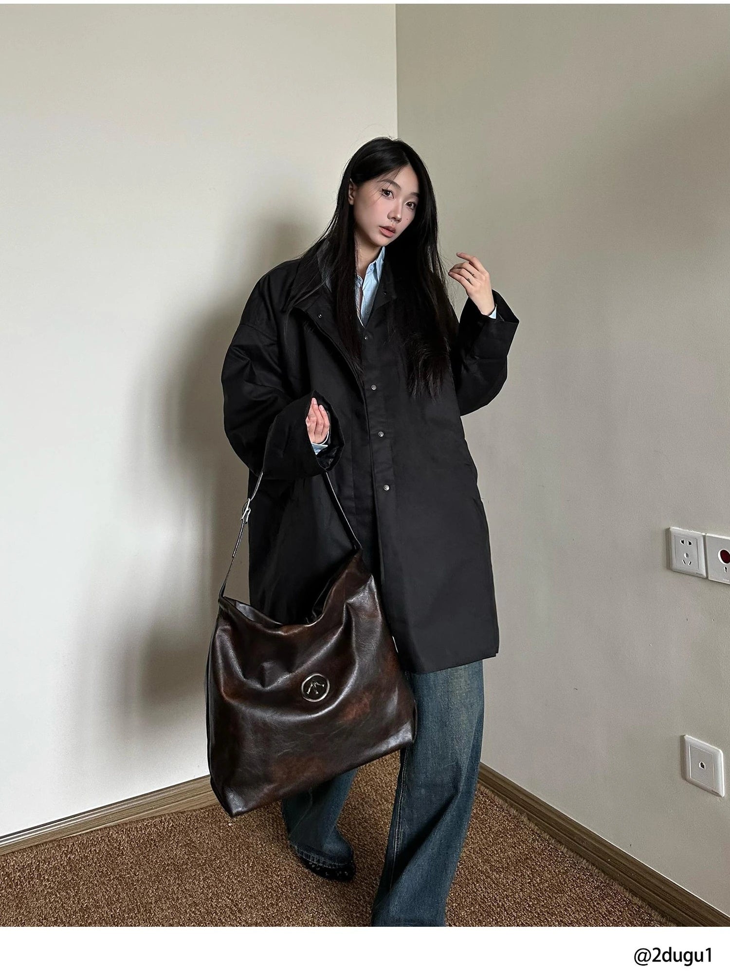 DKZ OFFICIAL Loose Fit Cotton Tencel Trench Coat