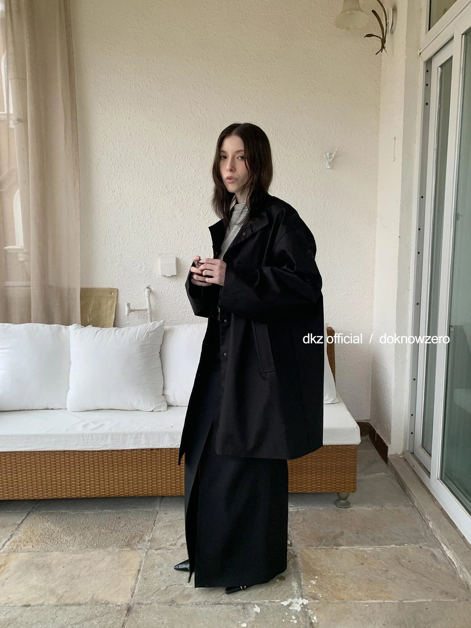 DKZ OFFICIAL Loose Fit Cotton Tencel Trench Coat