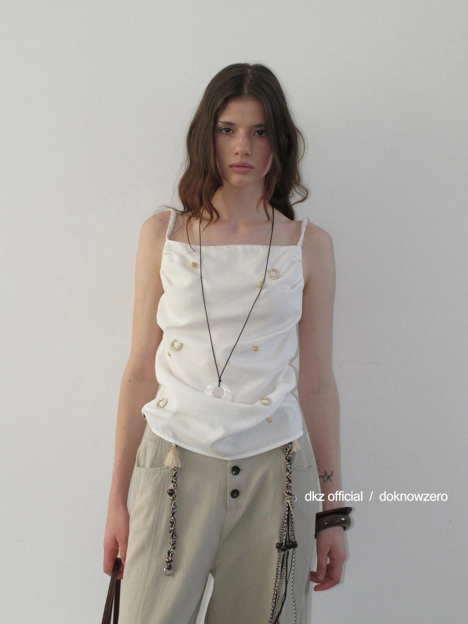 DKZ OFFICIAL Low Waist Drapey Wide Leg Linen Blend Trousers