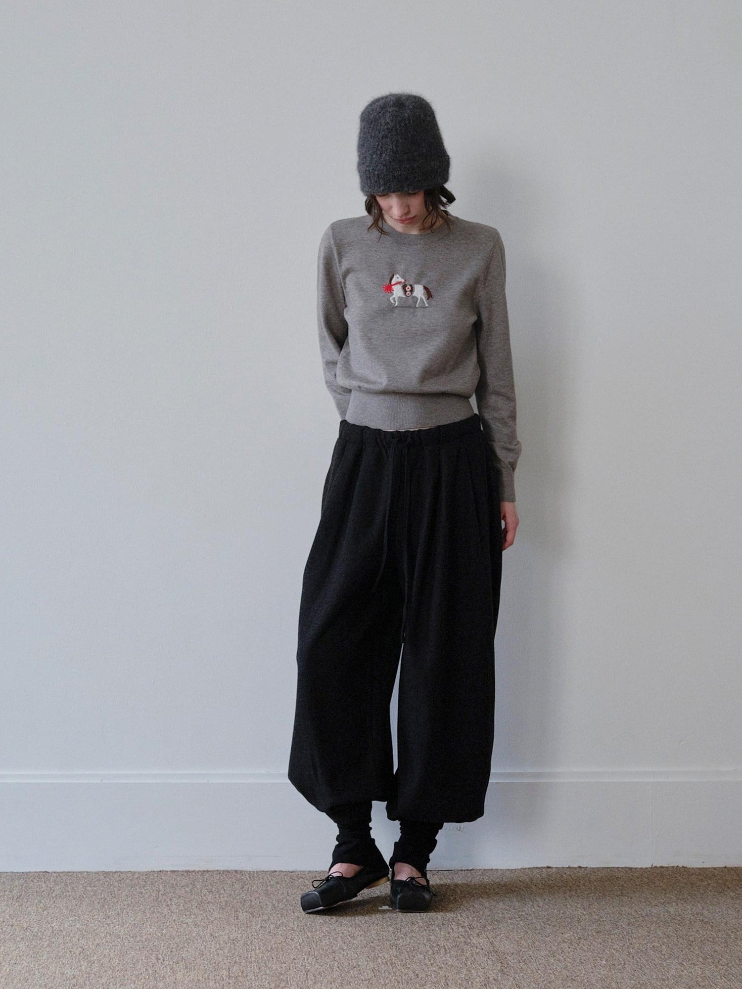 DKZ OFFICIAL Lucky Pony Jacquard Crewneck Long Sleeve Women&