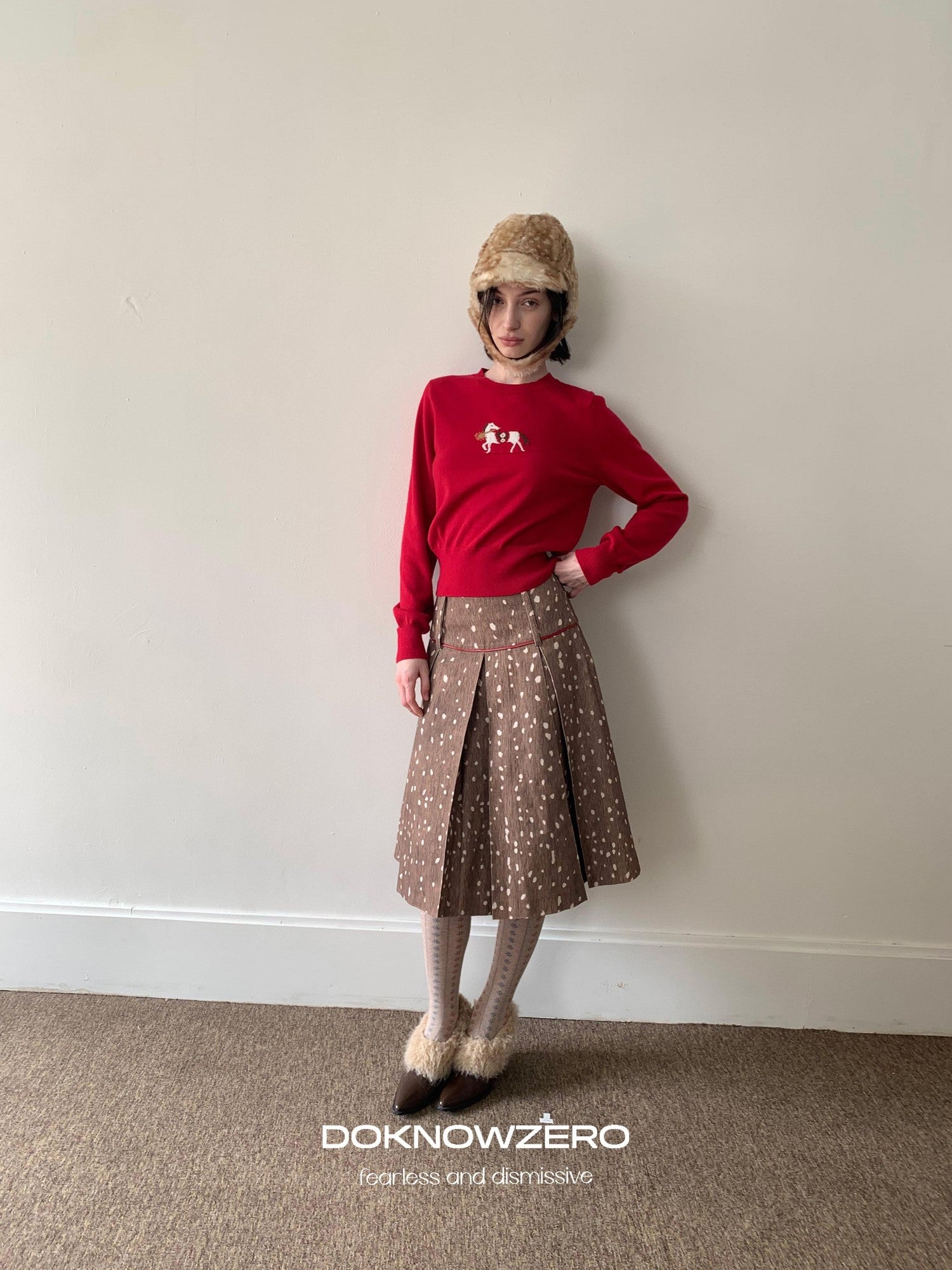 DKZ OFFICIAL Lucky Pony Jacquard Crewneck Long Sleeve Women&