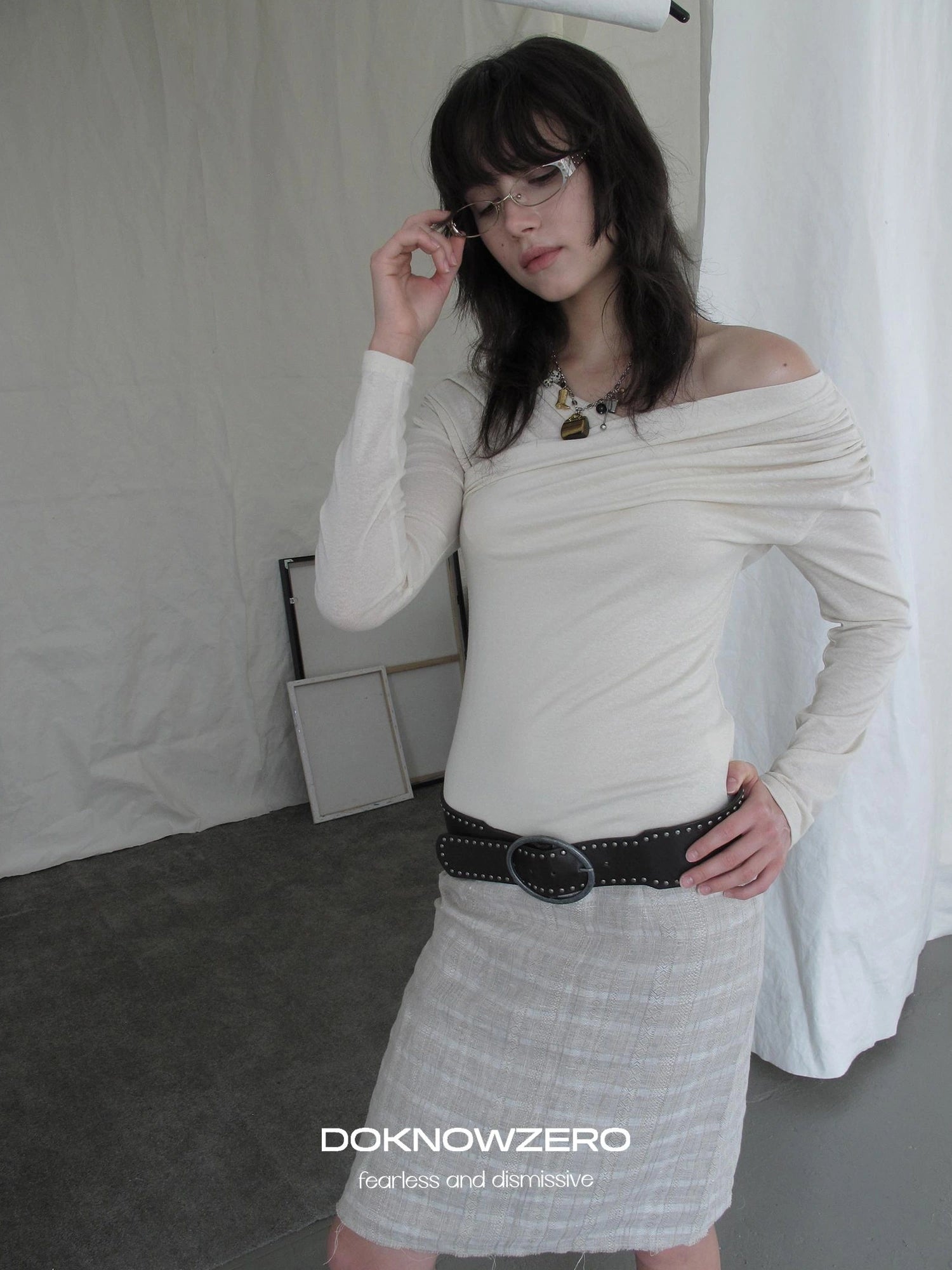 DKZ OFFICIAL Lyocell Linen Blend Slouchy Long Sleeve Tee