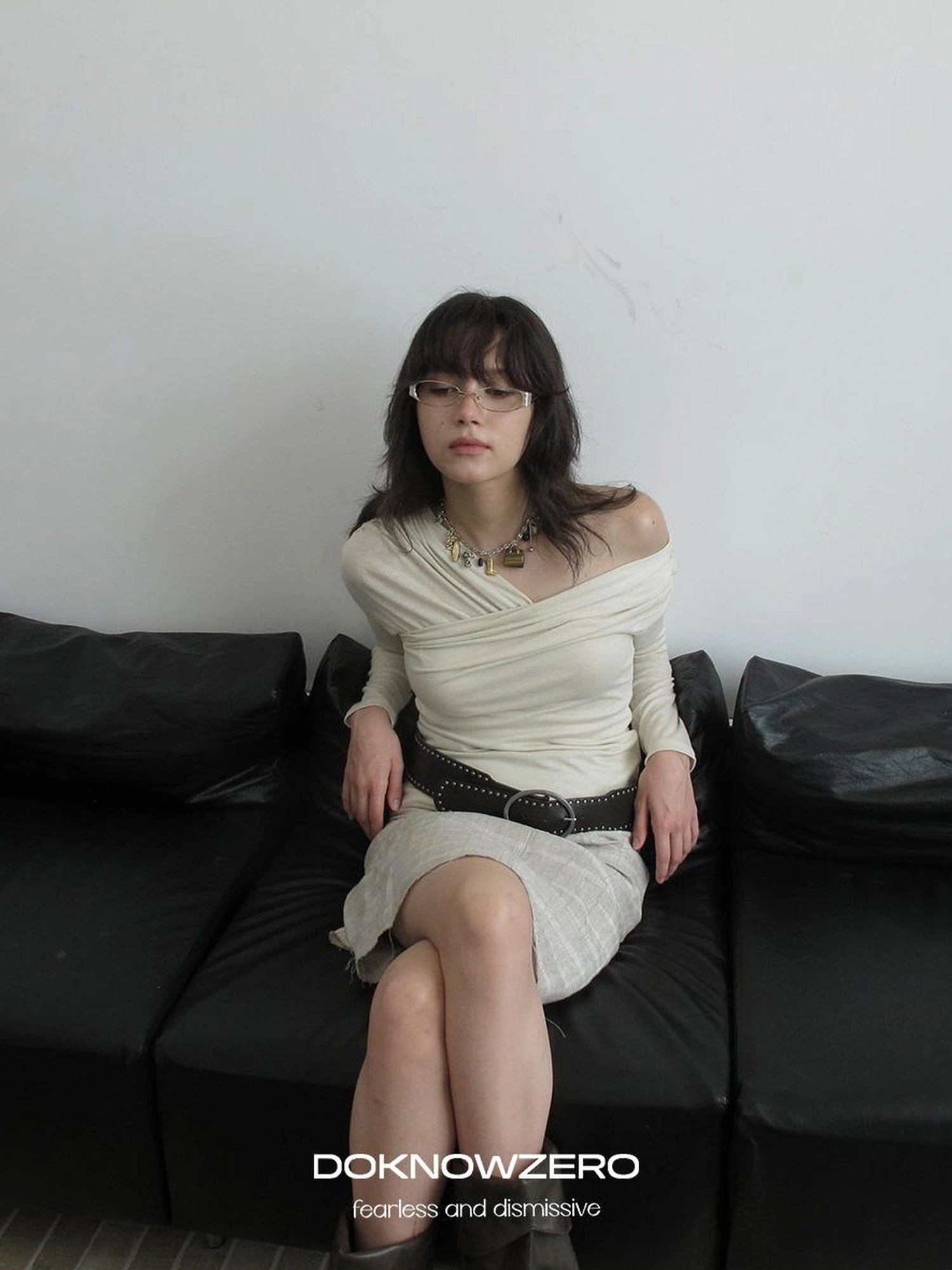 DKZ OFFICIAL Lyocell Linen Blend Slouchy Long Sleeve Tee