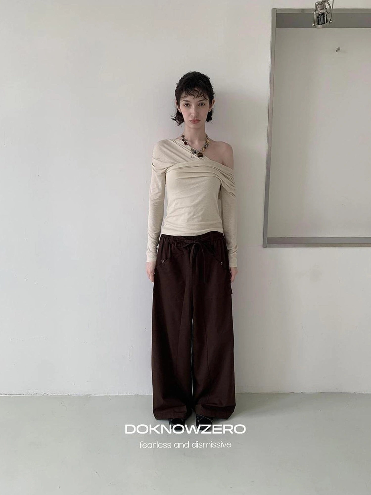 DKZ OFFICIAL Lyocell Linen Blend Slouchy Long Sleeve Tee