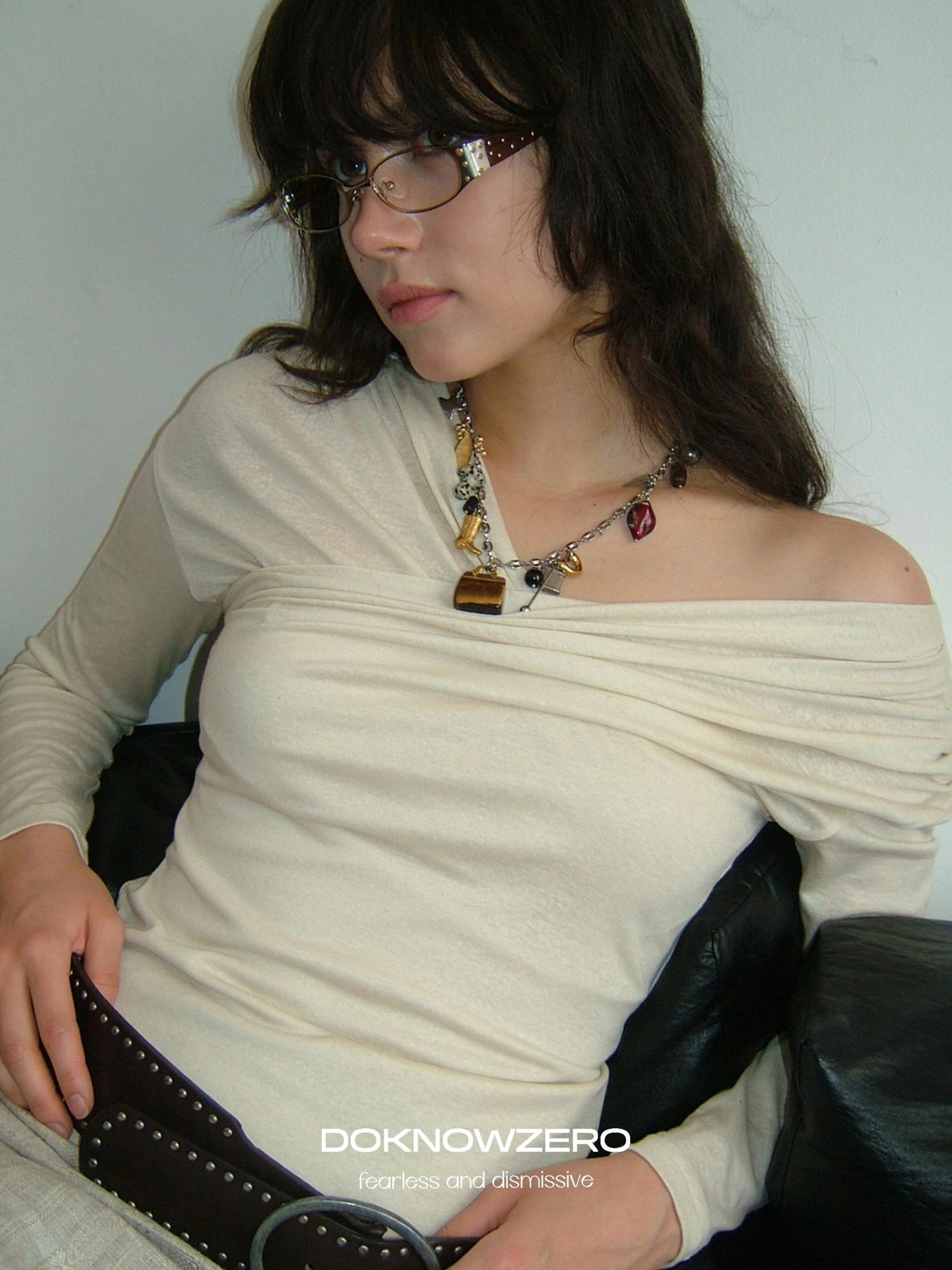 DKZ OFFICIAL Lyocell Linen Blend Slouchy Long Sleeve Tee