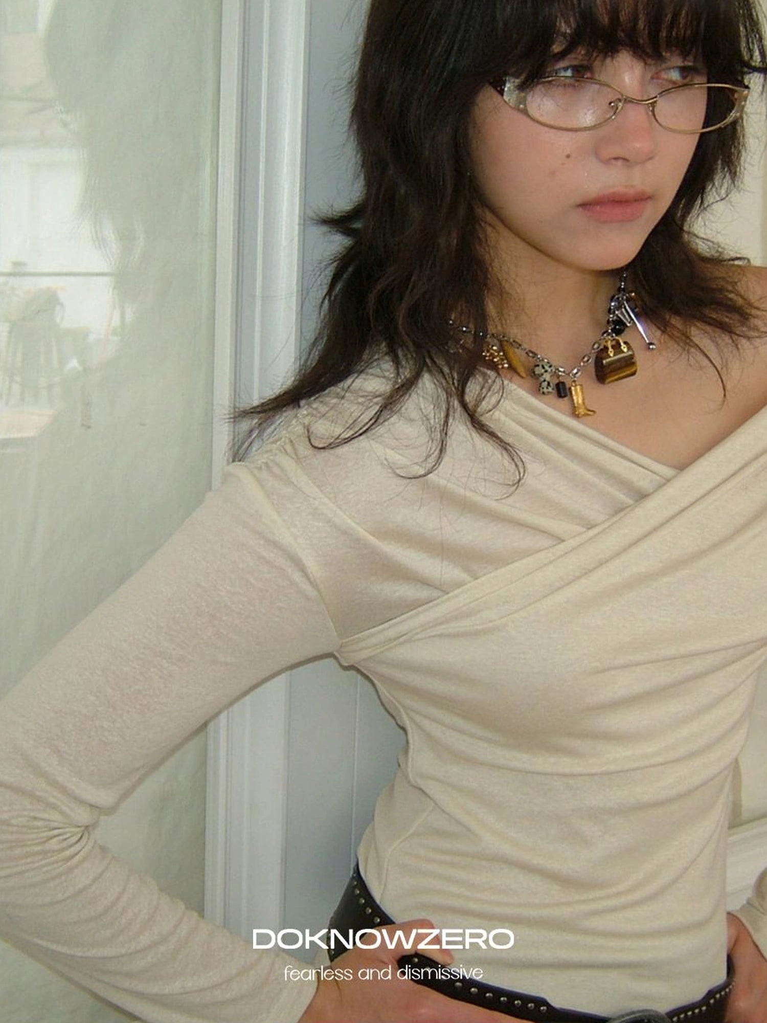 DKZ OFFICIAL Lyocell Linen Blend Slouchy Long Sleeve Tee