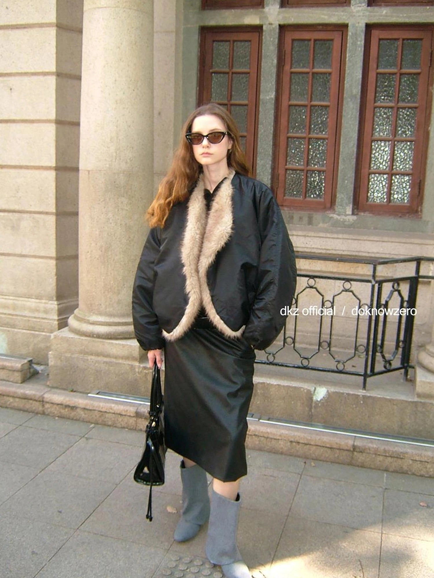 DKZ OFFICIAL Mid Length Black Pu Skirt With Cotton Lining