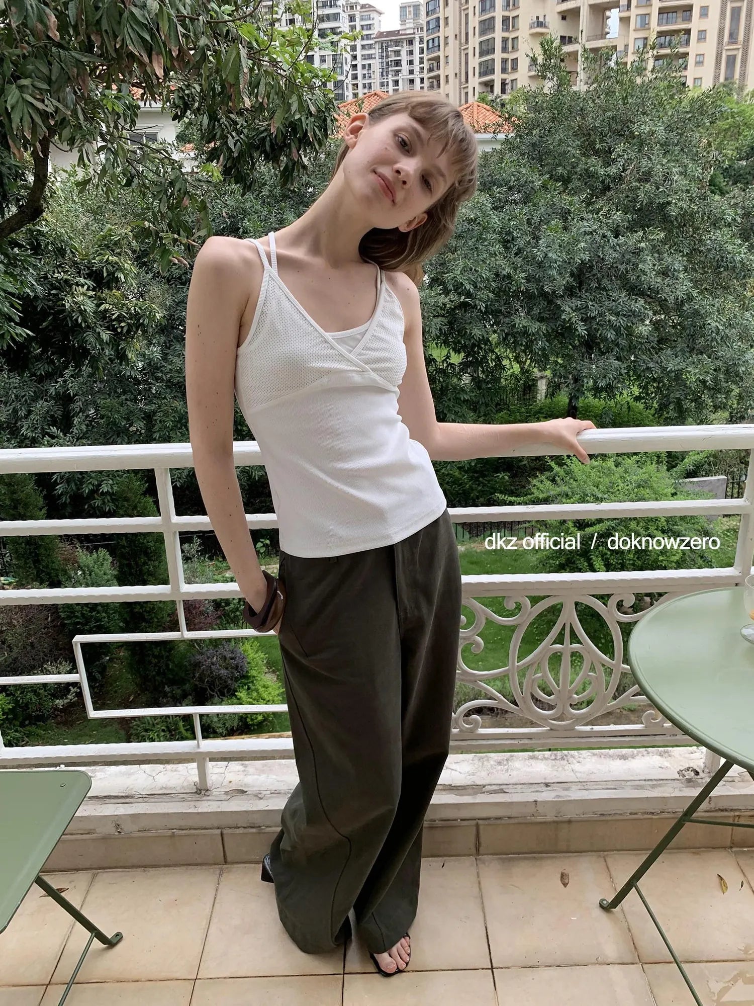 DKZ OFFICIAL Military Green Cargo Pants Women Summer Straight Leg Retro Trousers