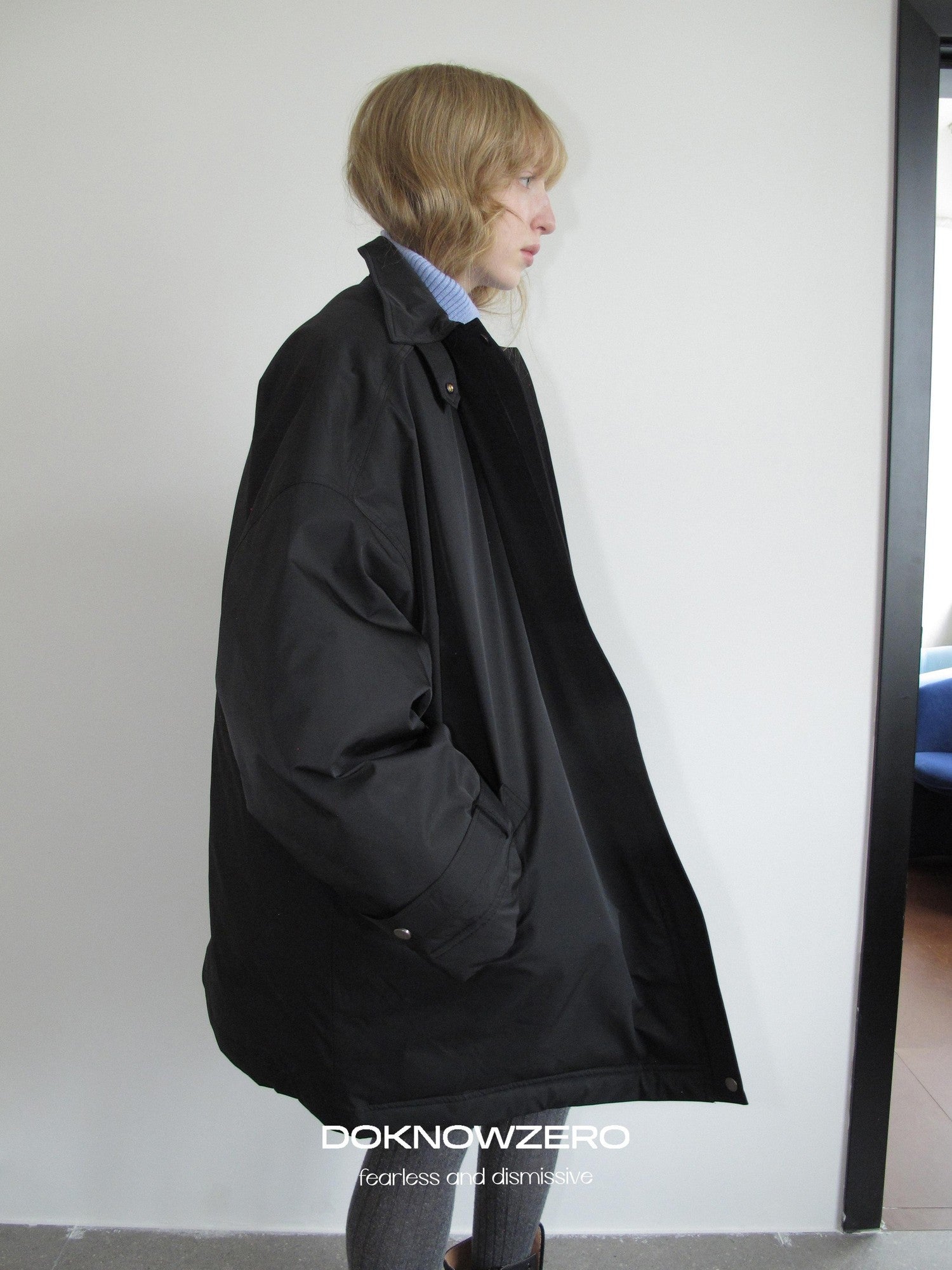 DKZ OFFICIAL Minimal Trench Silhouette Mid Length Lapel Loose Women&