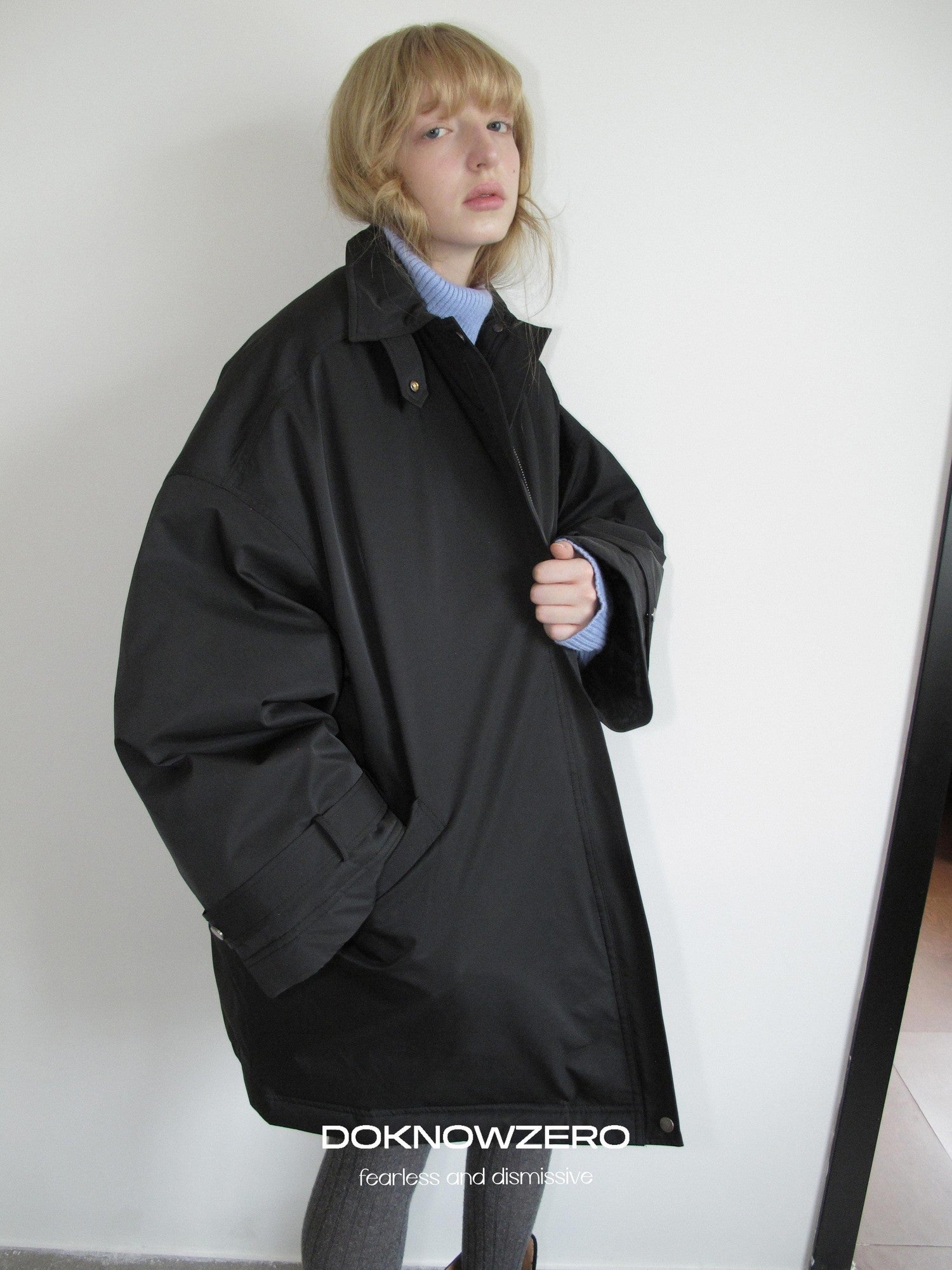 DKZ OFFICIAL Minimal Trench Silhouette Mid Length Lapel Loose Women&