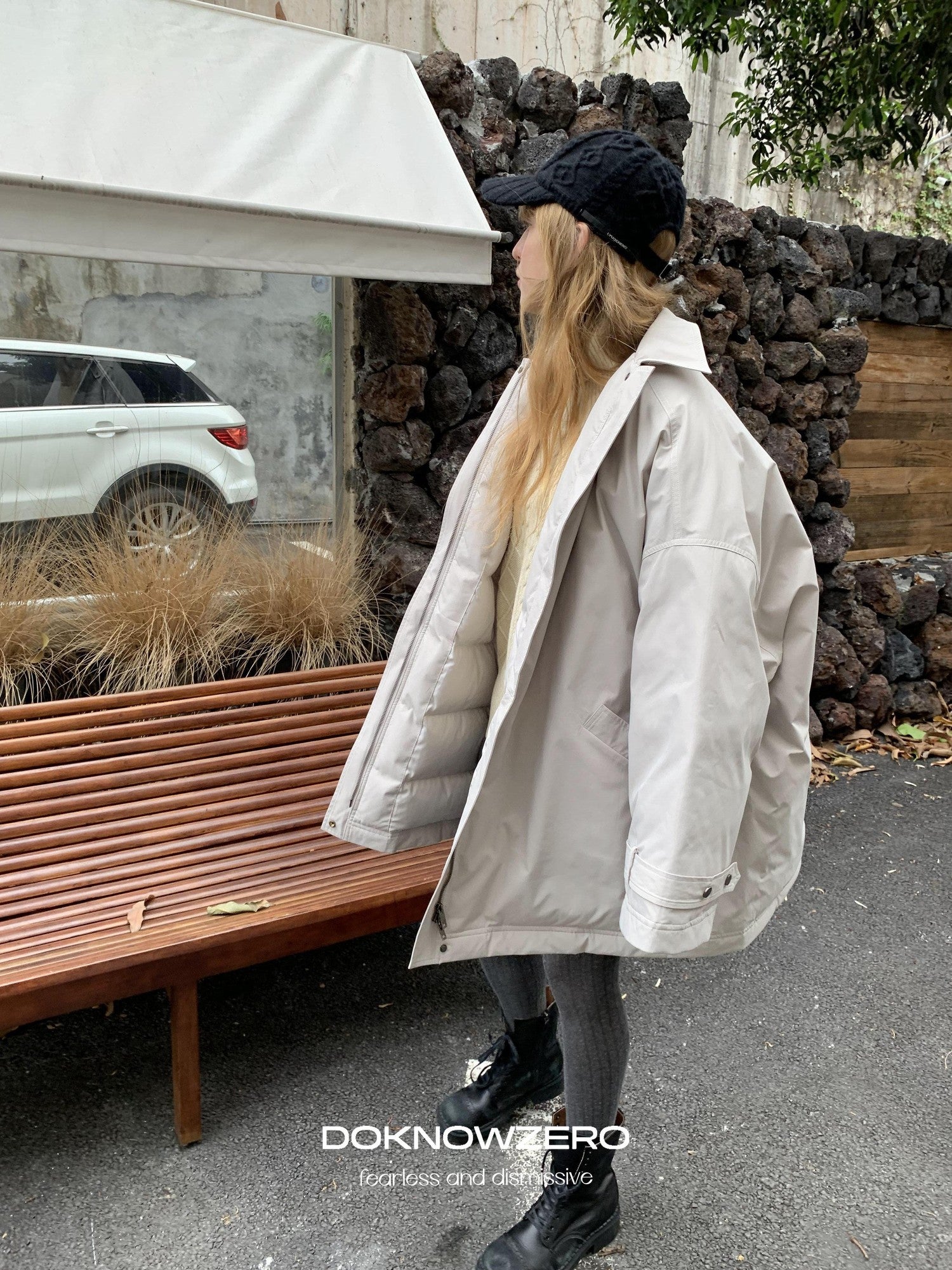 DKZ OFFICIAL Minimal Trench Silhouette Mid Length Lapel Loose Women&