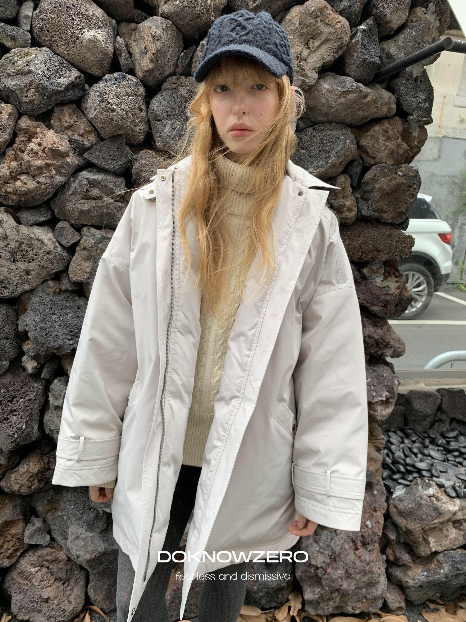 DKZ OFFICIAL Minimal Trench Silhouette Mid Length Lapel Loose Women&