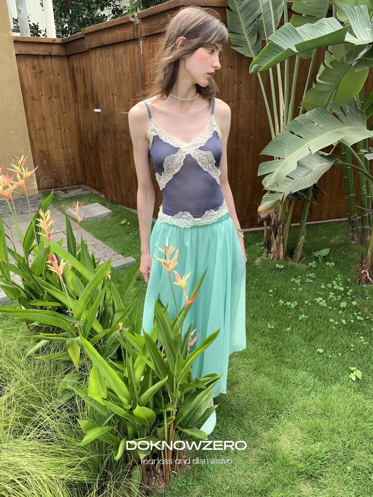 DKZ OFFICIAL Mint Green Tulle A Line Drapey Elastic Waist Women&