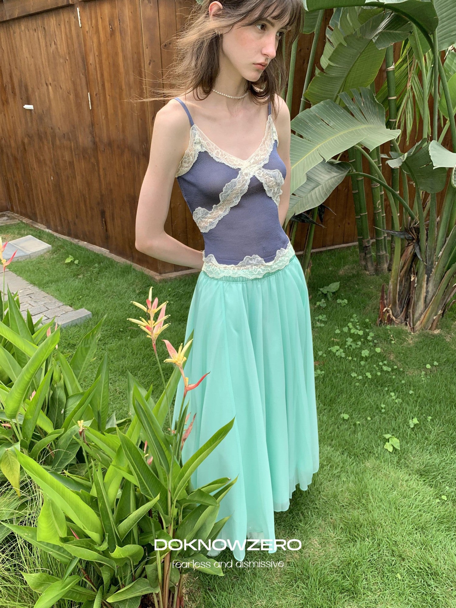 DKZ OFFICIAL Mint Green Tulle A Line Drapey Elastic Waist Women&