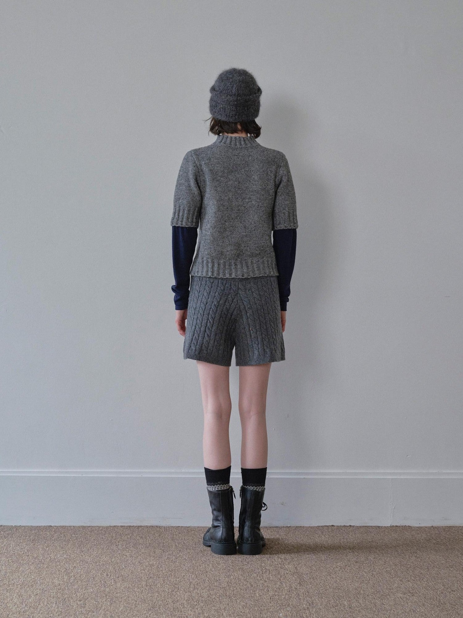 DKZ OFFICIAL Mock Neck Faux Layered Jacquard Striped Women&