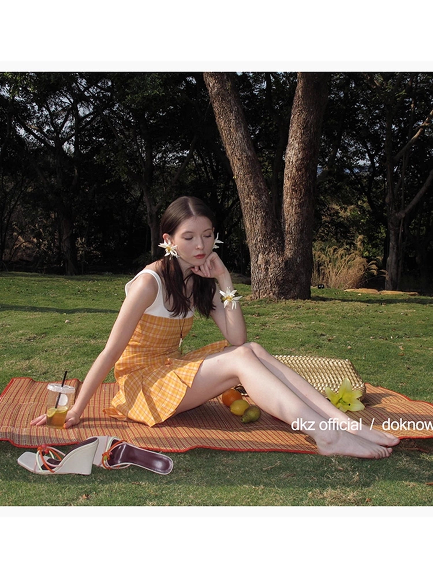 DKZ_OFFICIAL_Orange_Plaid_Strappy_Midi_Dress_With_Pleated_Skirt_MISSTT