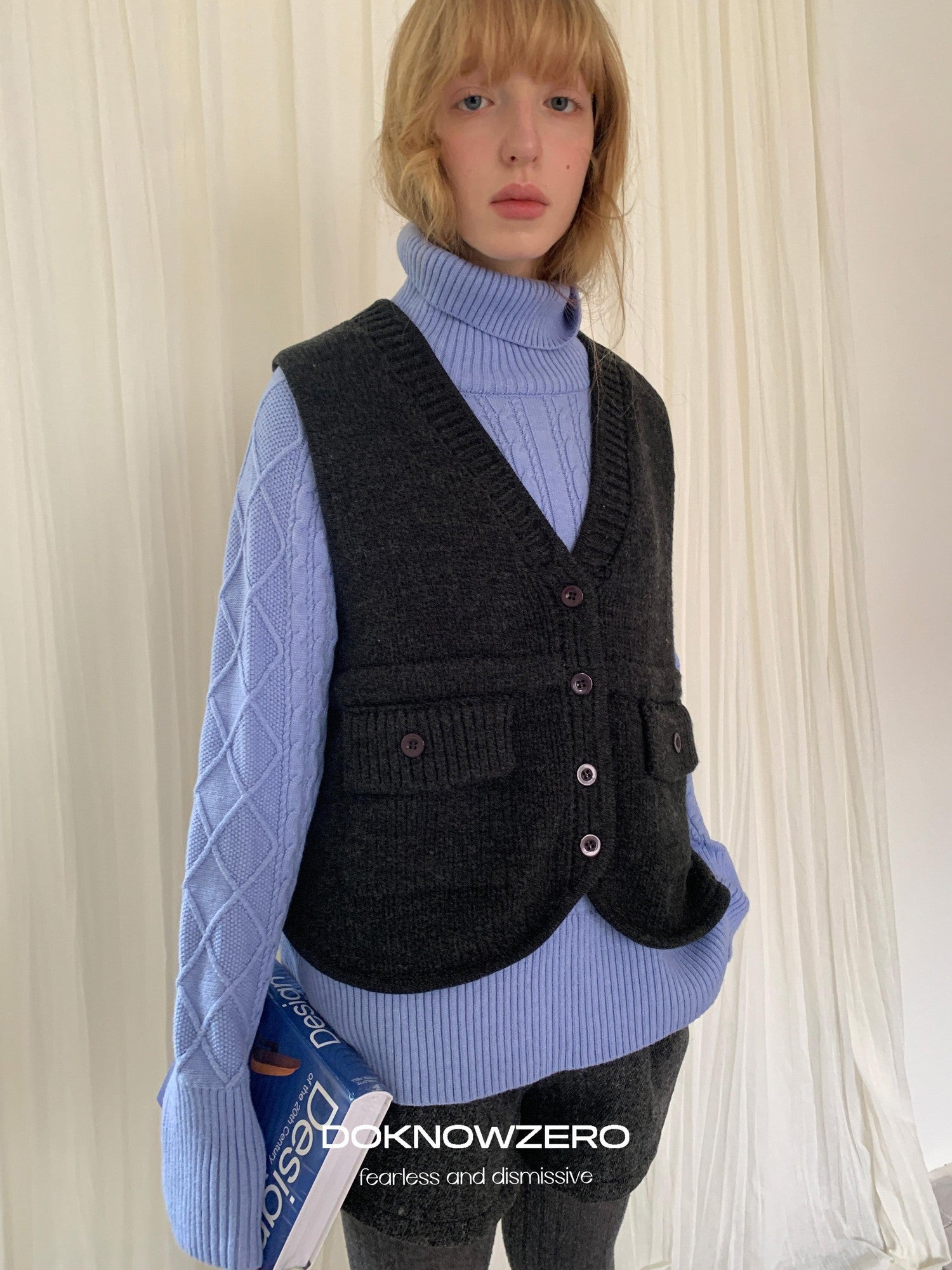 DKZ OFFICIAL Oversized Vintage Cable Knit Women&