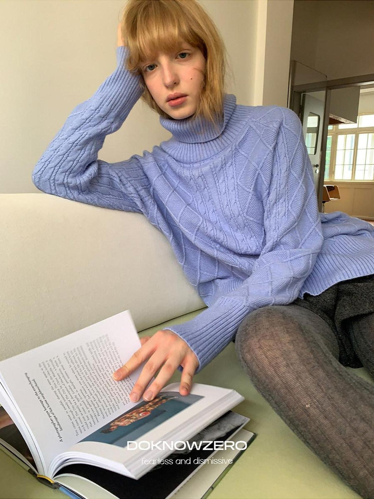 DKZ OFFICIAL Oversized Vintage Cable Knit Women&