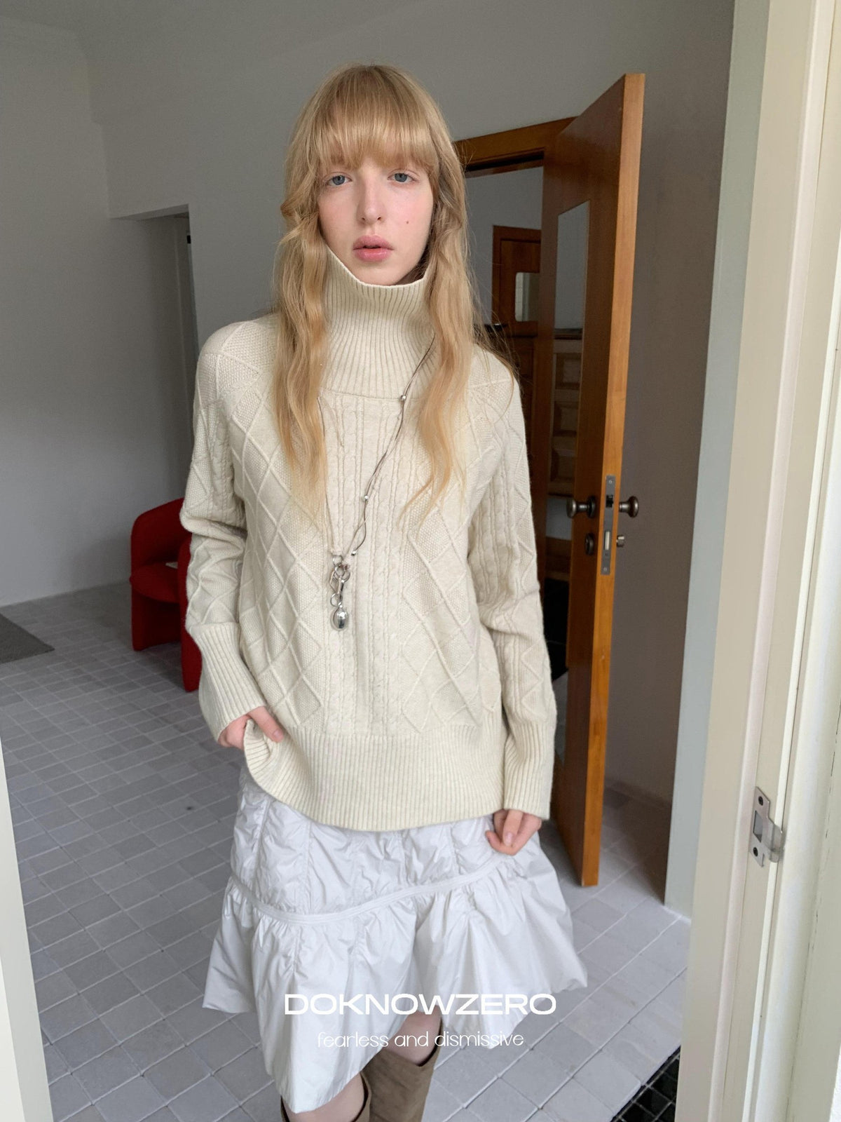 DKZ OFFICIAL Oversized Vintage Cable Knit Women&