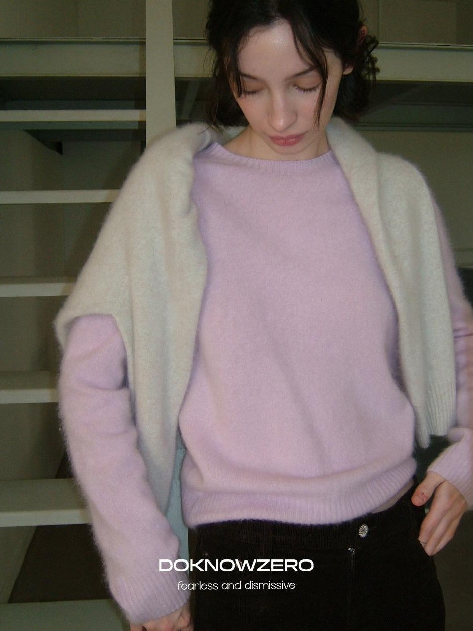 DKZ OFFICIAL Pastel Soft Knit Crew Neck Women&