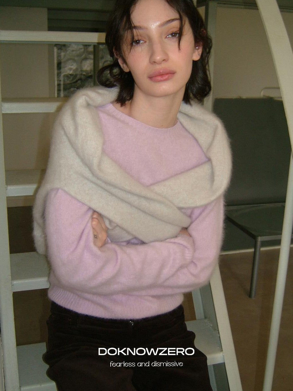 DKZ OFFICIAL Pastel Soft Knit Crew Neck Women&