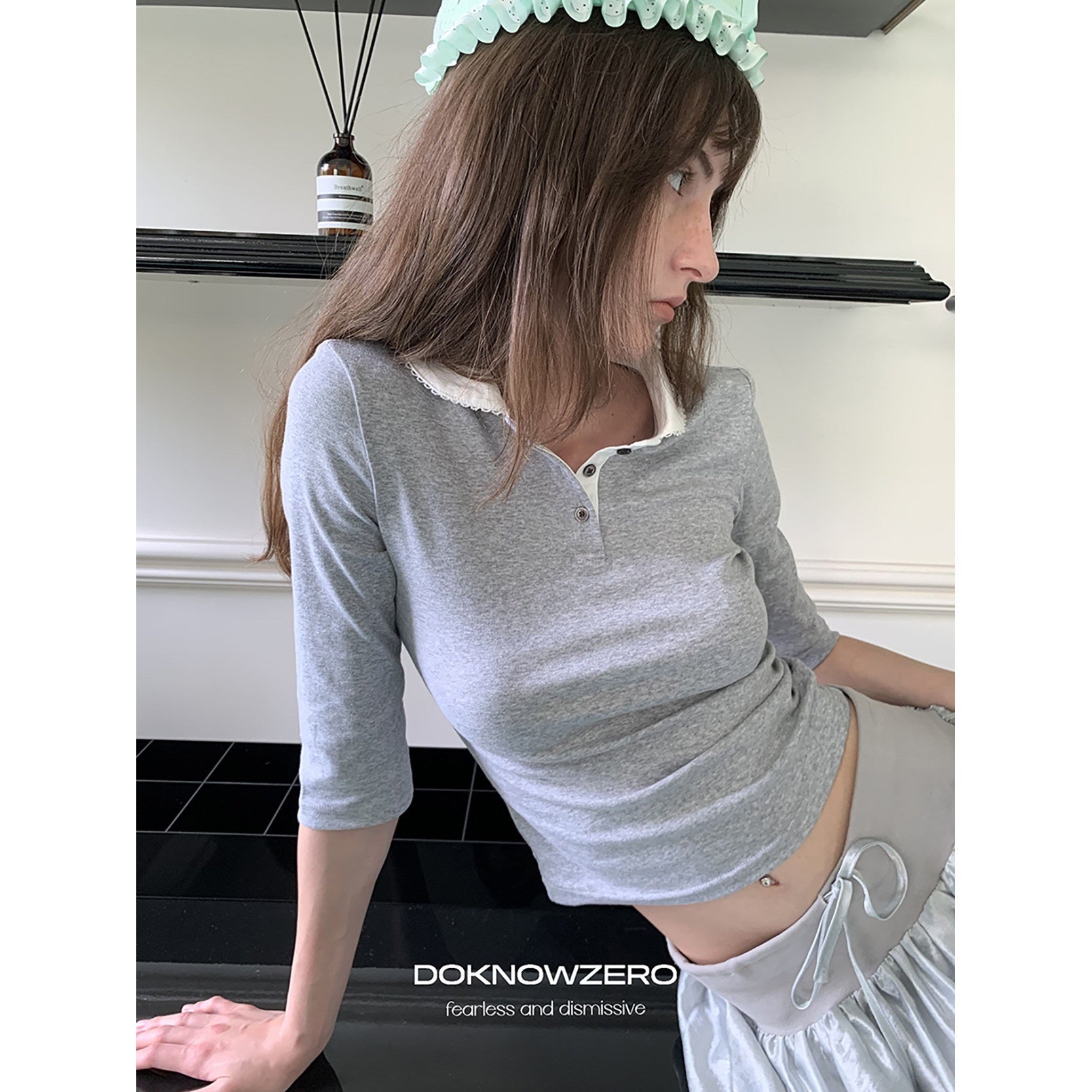 DKZ_OFFICIAL_Peter_Pan_Collar_Elbow_Sleeve_Slim_Fit_Women&
