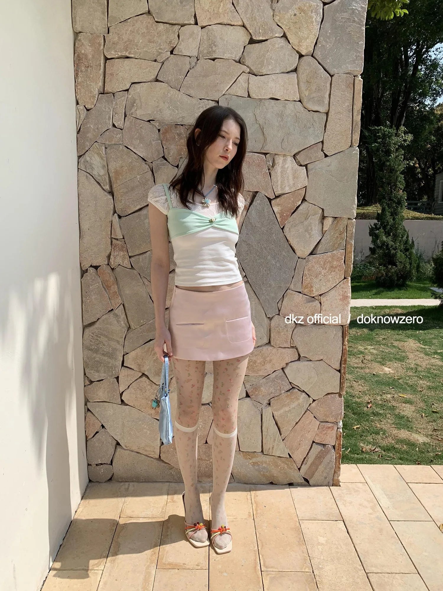 DKZ OFFICIAL Pink Satin A Line Mini Skirt For Women