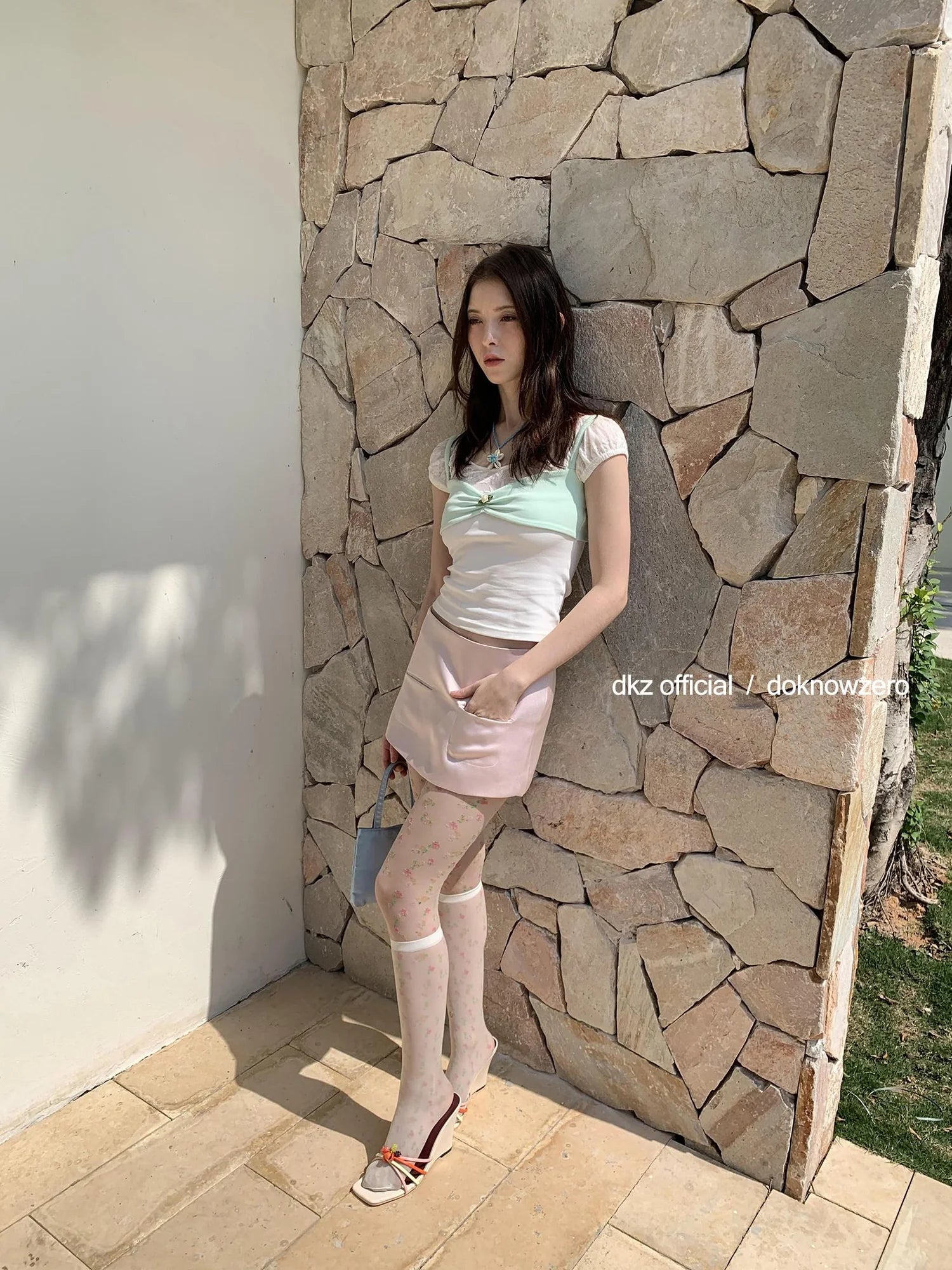 DKZ OFFICIAL Pink Satin A Line Mini Skirt For Women