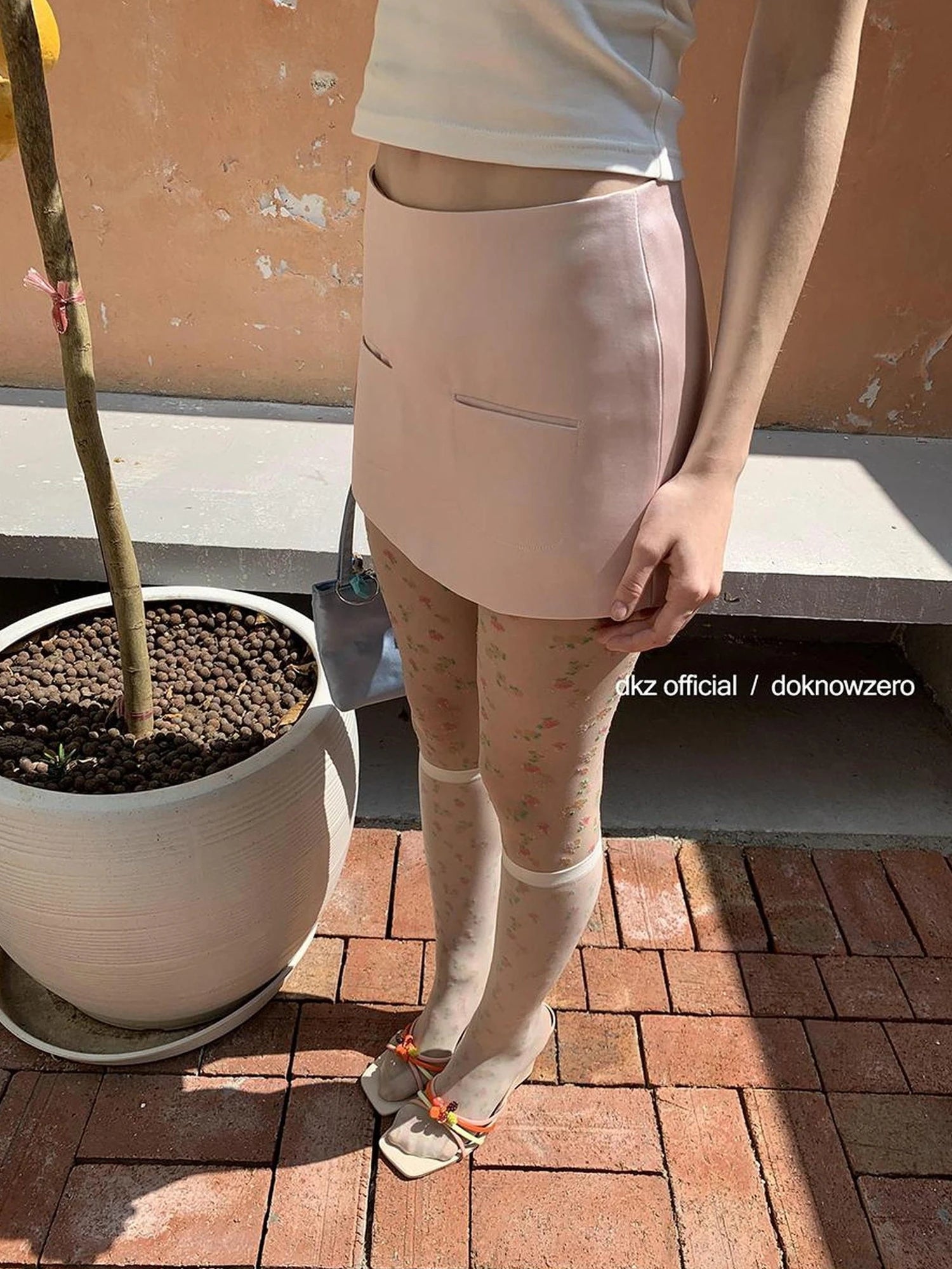 DKZ OFFICIAL Pink Satin A Line Mini Skirt For Women