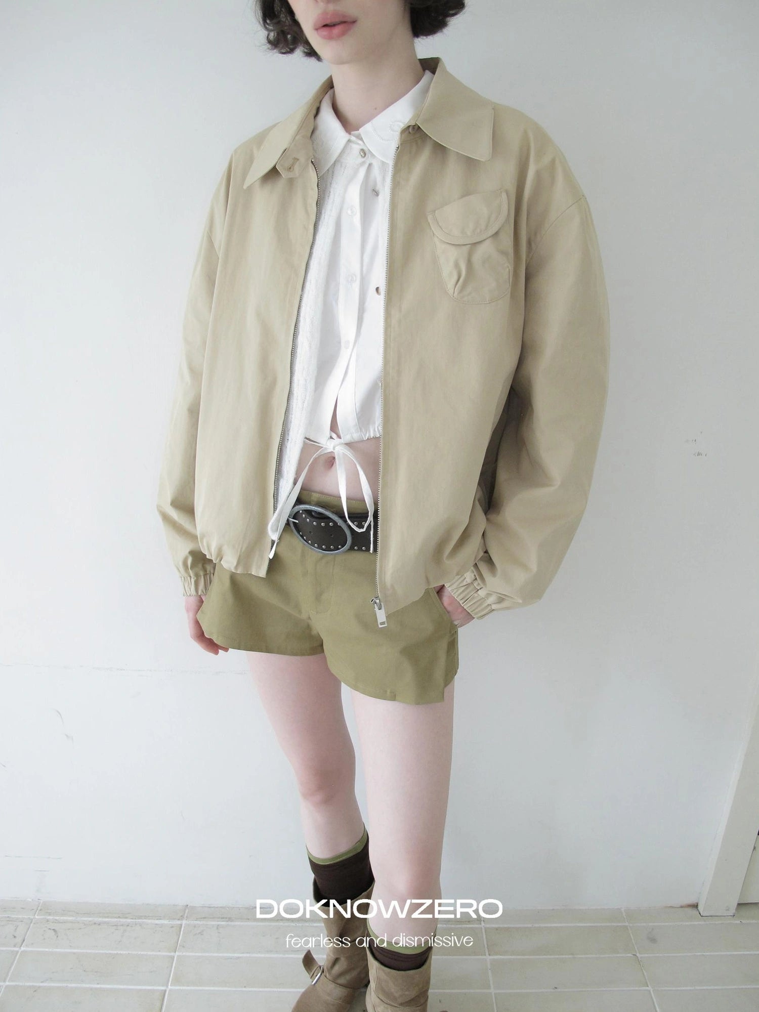 DKZ OFFICIAL Pink Utility Jacket With Pleated Back Hem