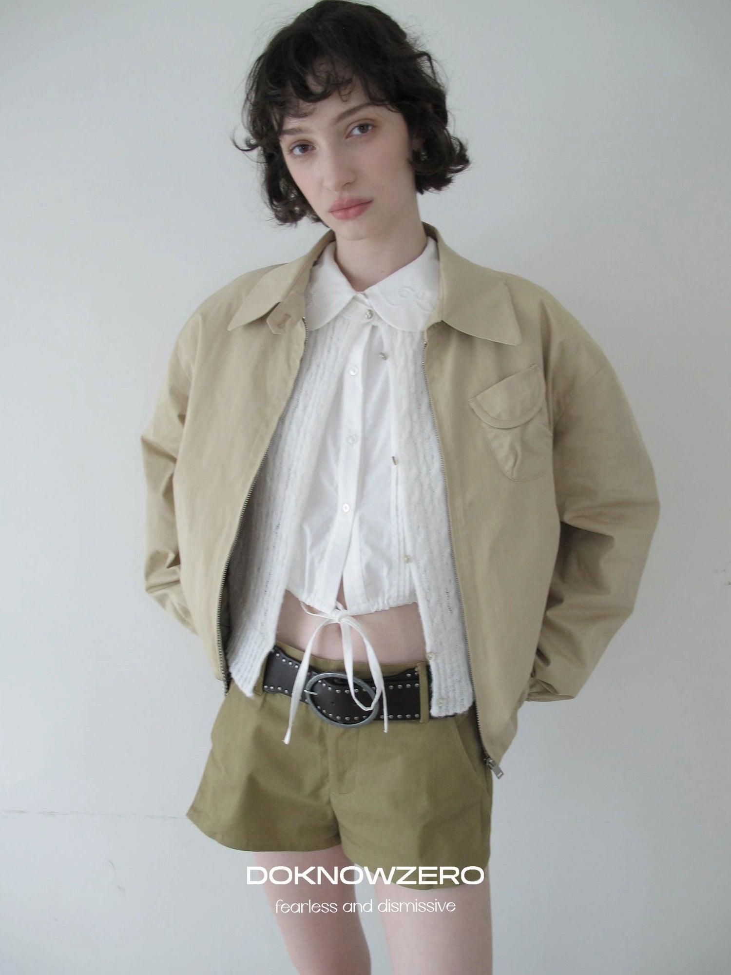 DKZ OFFICIAL Pink Utility Jacket With Pleated Back Hem
